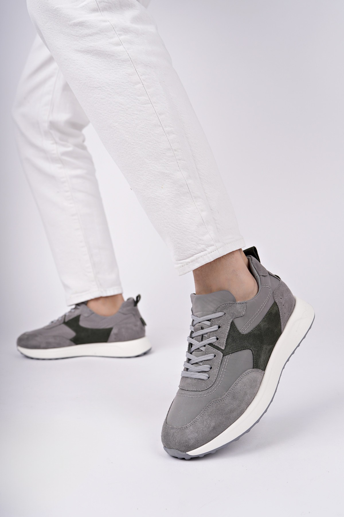 SVENSON Kalın Taban Bağcıklı Hakiki Deri Erkek Günlük Sneaker Spor Ayakkabı - Görsel 3