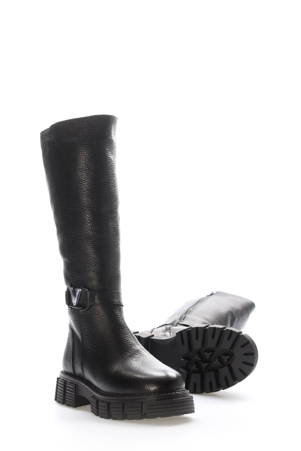 Hakiki Deri Kürklü Kadın Diz Üstü Çizme 710KZA6008 - Görsel 3