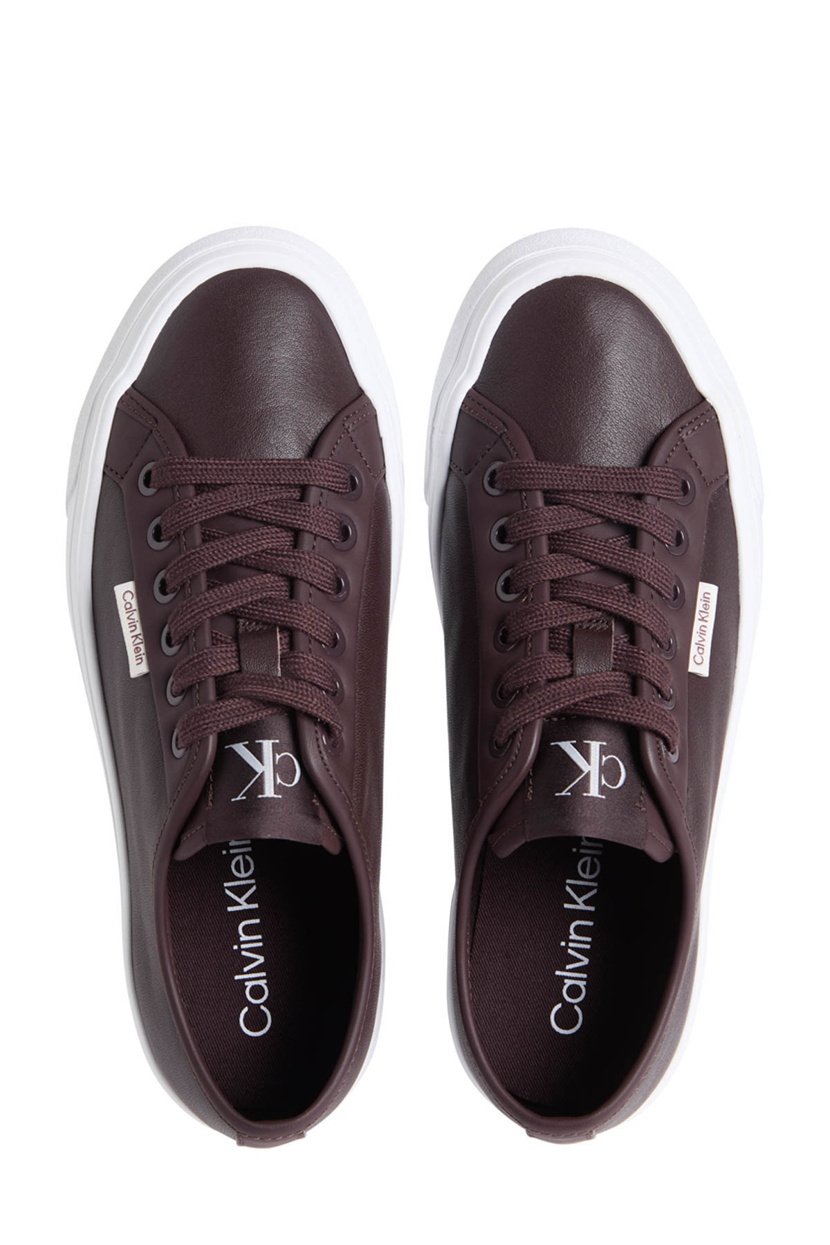 Calvin Klein VULC FLATF LACE UP LTH CK Bordo Kadın Sneaker - Görsel 4