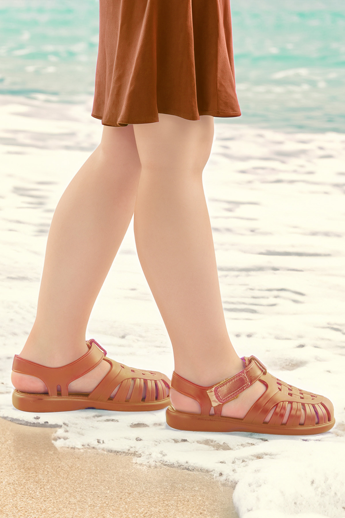 Fina Günlük Deniz Havuz Plaj Erkek Çocuk Sandalet Ayakkabı Karamel - Görsel 4