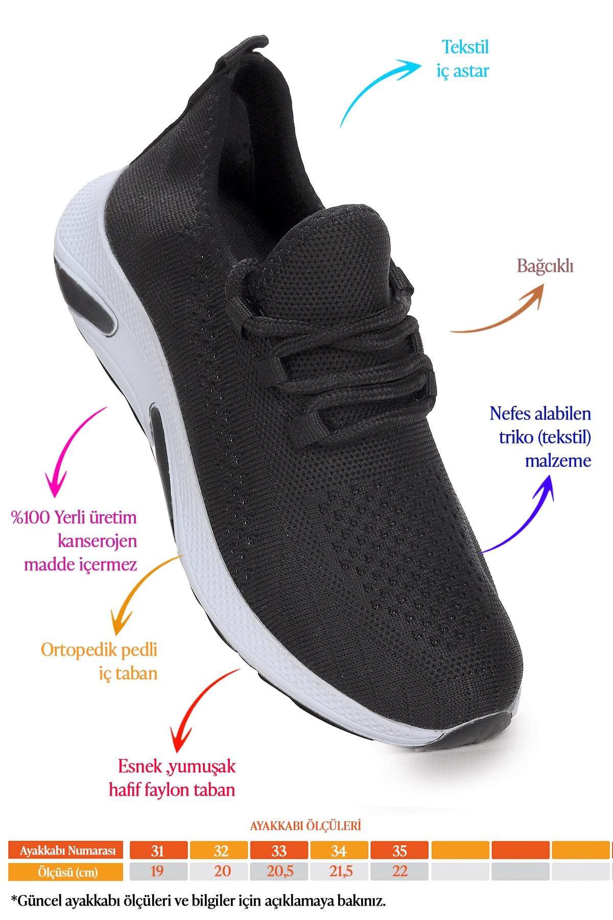 Wild Fileli Günlük Erkek Çocuk Spor Ayakkabı Siyah - Beyaz - Görsel 3