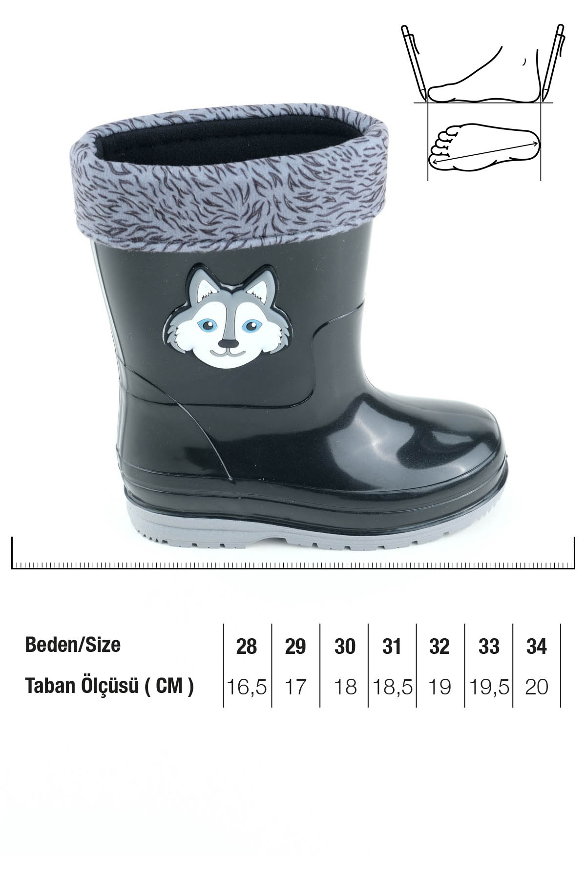 Gezer Gezer Siyah Erkek Çocuk Kışlık PVC İçi Sıcak Astarlı Su Geçirmez Yağmur Bot Çizme | Flo Siyah - 3. görsel
