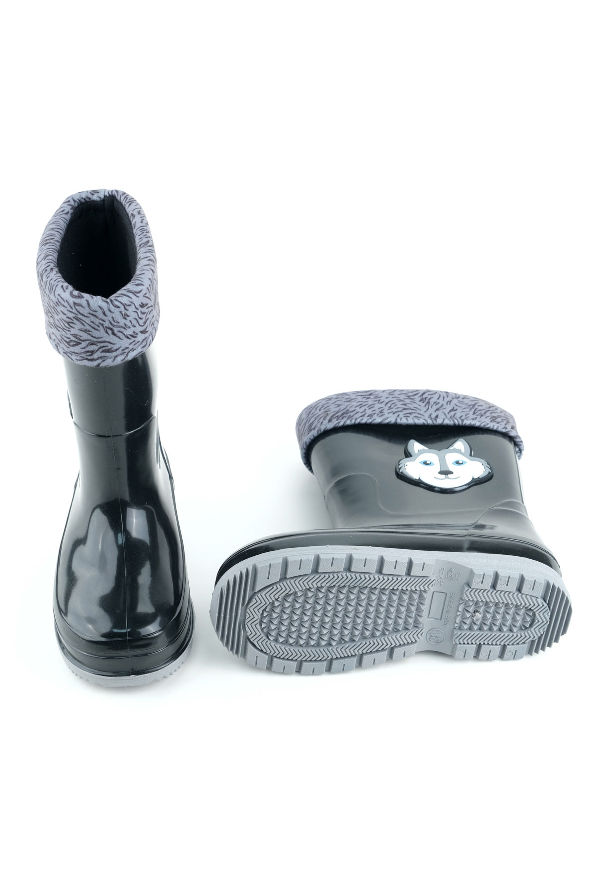 Gezer Gezer Siyah Erkek Çocuk Kışlık PVC İçi Sıcak Astarlı Su Geçirmez Yağmur Bot Çizme | Flo Siyah - 6. görsel