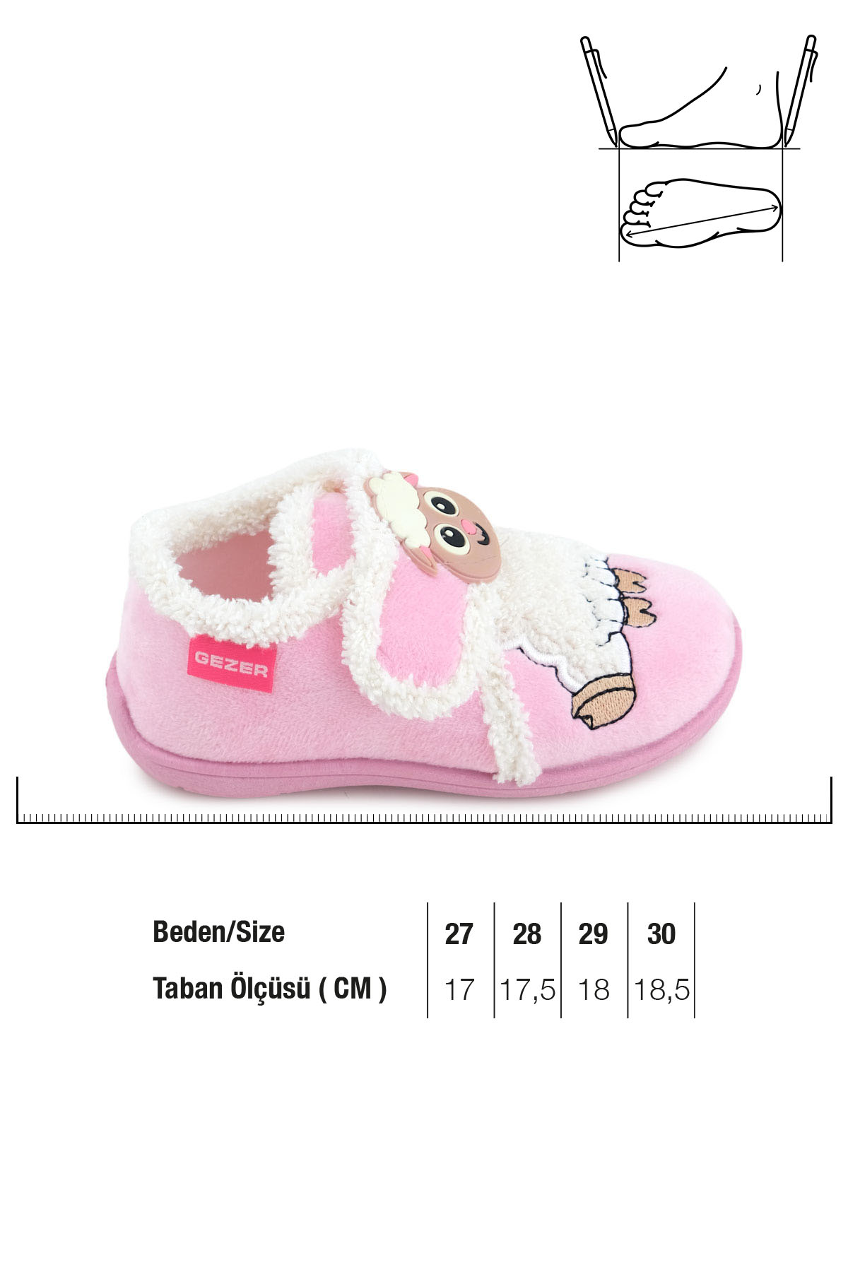 Kışlık Cırtlı Ayarlanabilir Rahat İç Taban Kız Çocuk Panduf Ayakkabı - Görsel 8