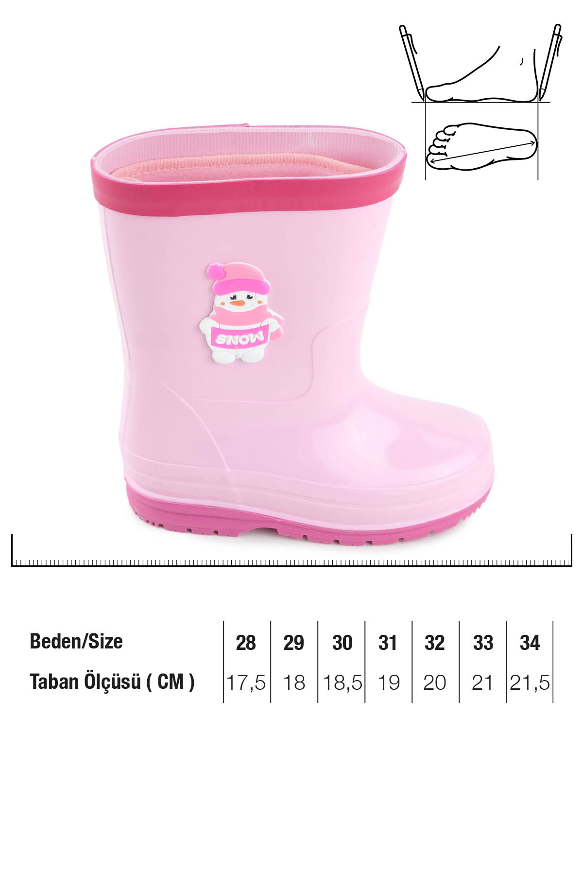 Kız Çocuk Kışlık İçinde Çıkarılabilir Ek Çoraplı Su Geçirmez Yağmur Bot Çizme - Görsel 3