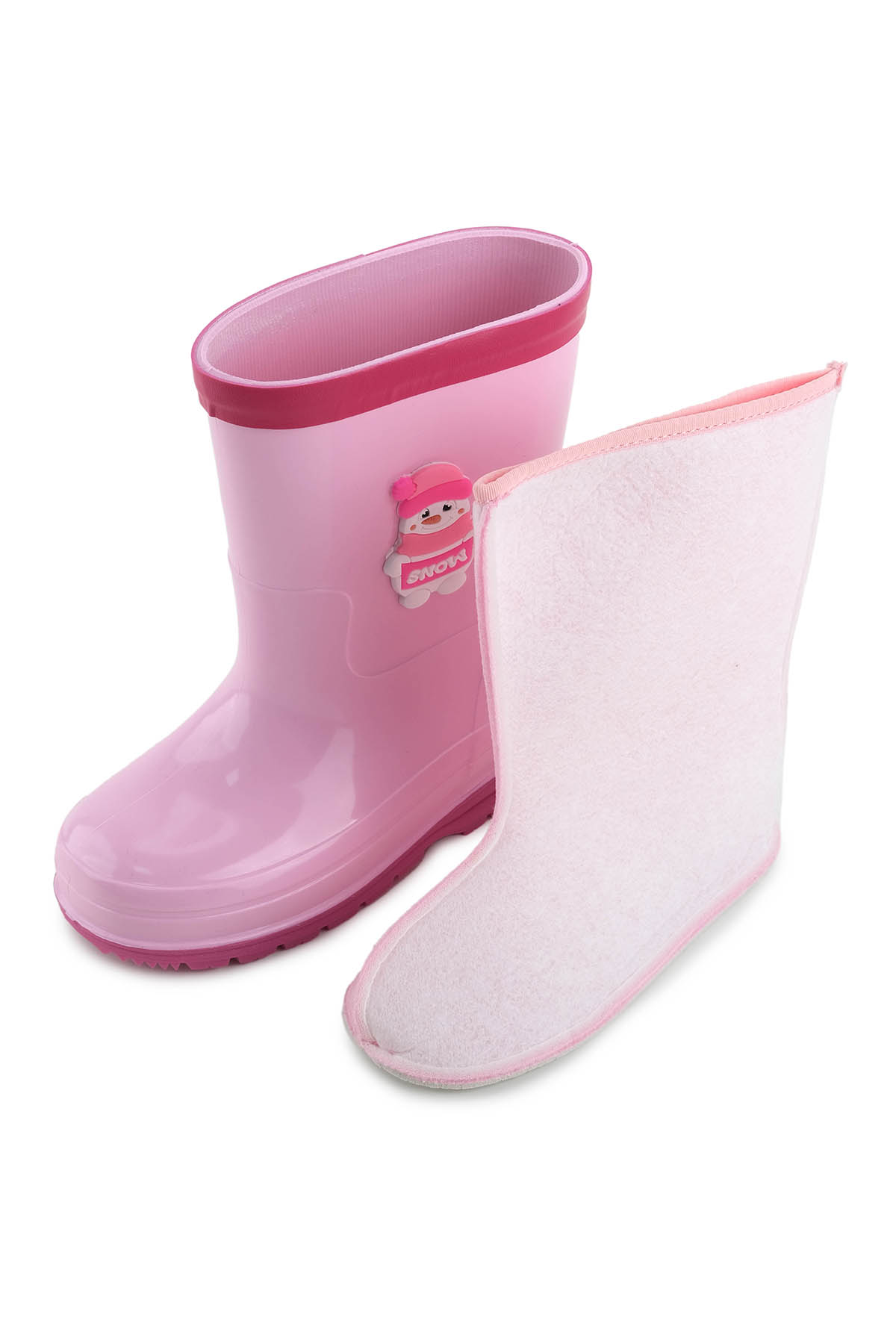 Kız Çocuk Kışlık İçinde Çıkarılabilir Ek Çoraplı Su Geçirmez Yağmur Bot Çizme - Görsel 7