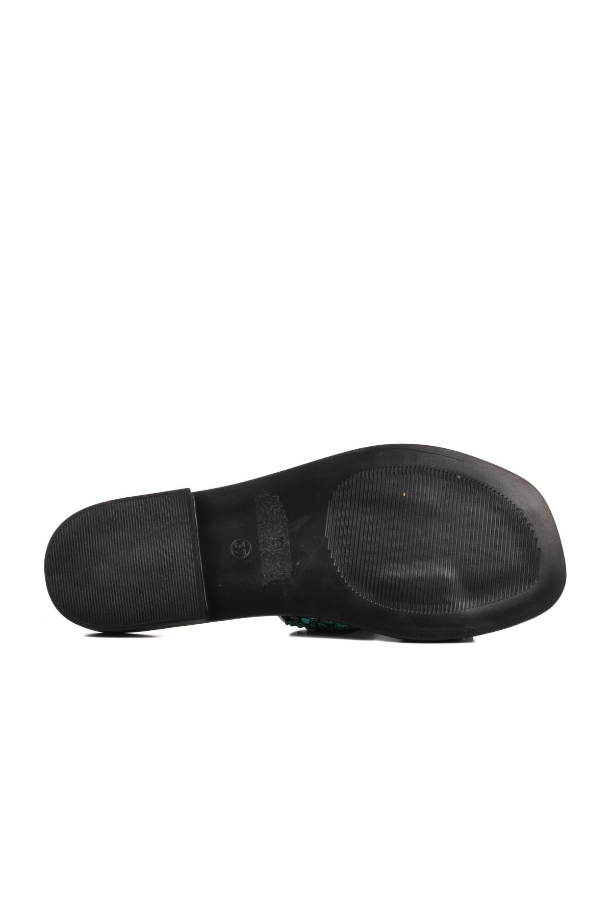 246048 Z Kadın Taşlı Siyah Terlik Yazlık Terlik Ev Terliği - Görsel 6