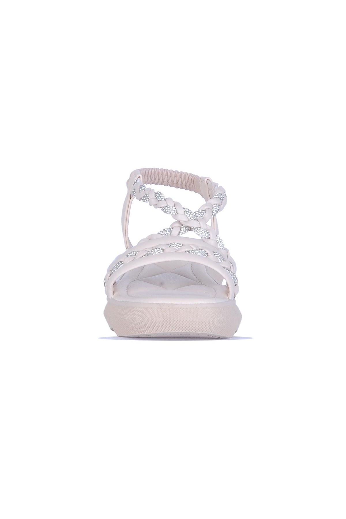 By9 Ayışığı Krem Kadın Düz Sandalet - Görsel 3