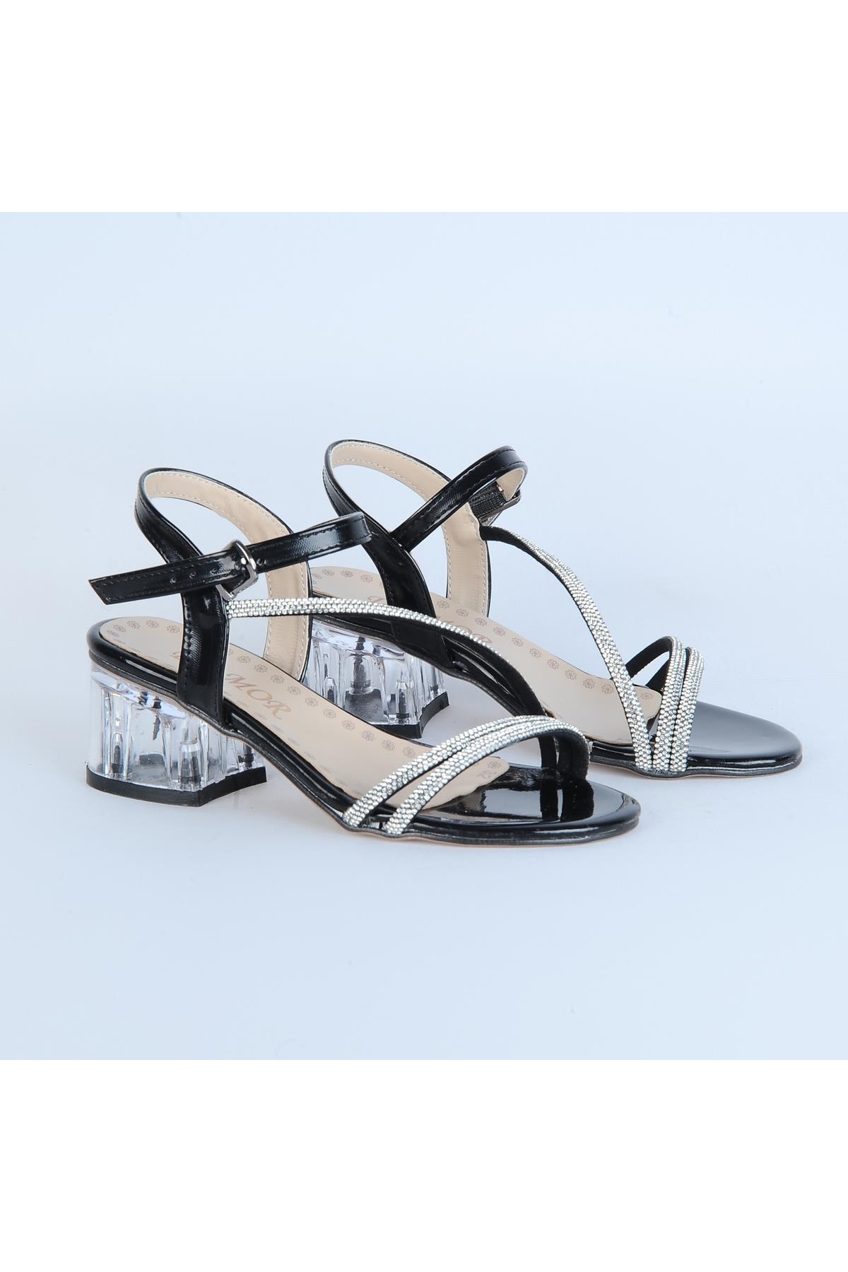 Frati Siyah 4 Cm Topuklu Kız Çocuk Sandalet - Görsel 2