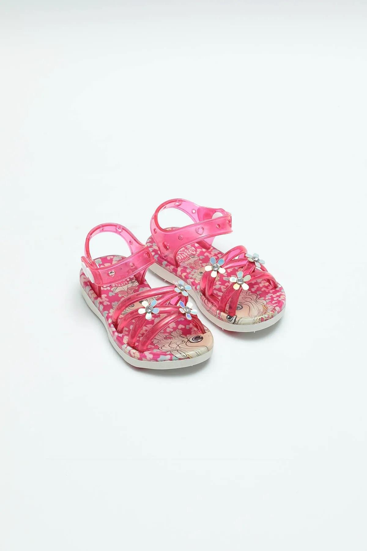 00105 Yazlık Kaydırmaz Taban Kız Bebe Sandalet - Görsel 4