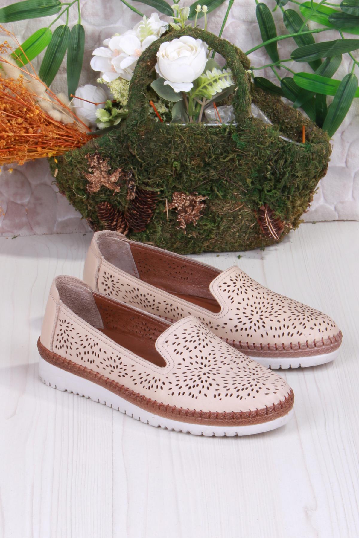 1006 Rahat Lazer Delikli Hakiki Deri Kadın Ayakkabı - Görsel 4