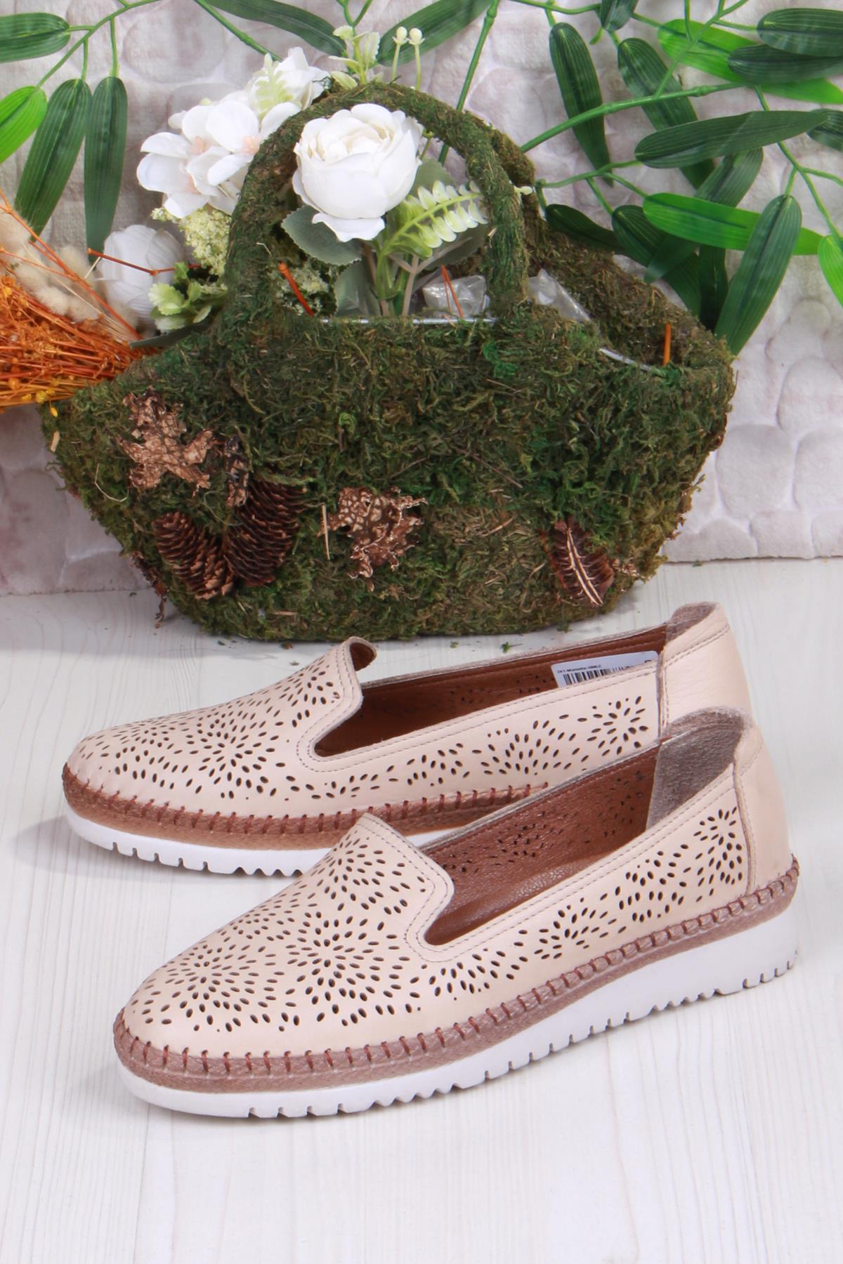 1006 Rahat Lazer Delikli Hakiki Deri Kadın Ayakkabı - Görsel 5