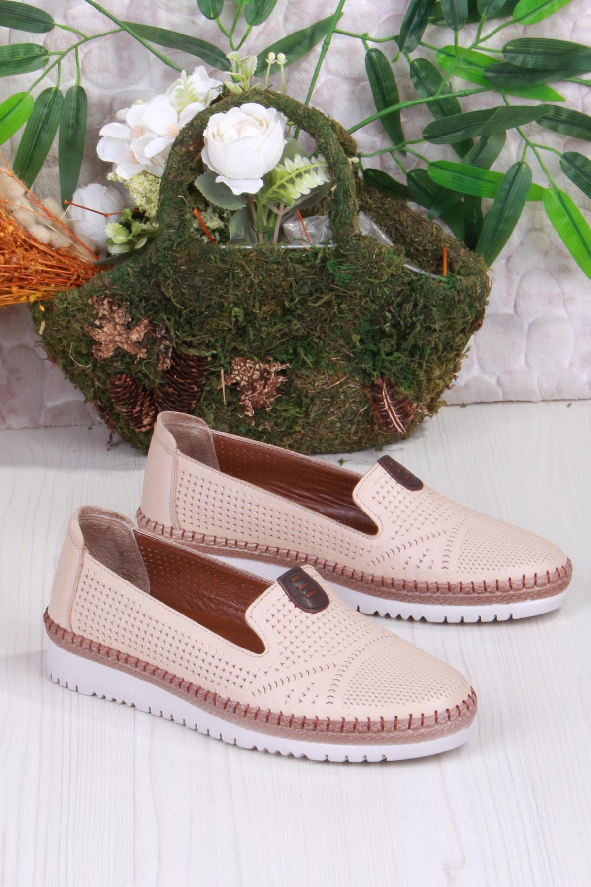 1008 Rahat Lazer Delikli Hakiki Deri Kadın Ayakkabı - Görsel 4