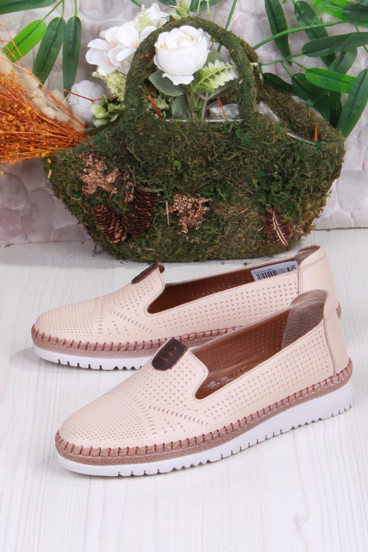 1008 Rahat Lazer Delikli Hakiki Deri Kadın Ayakkabı - Görsel 5