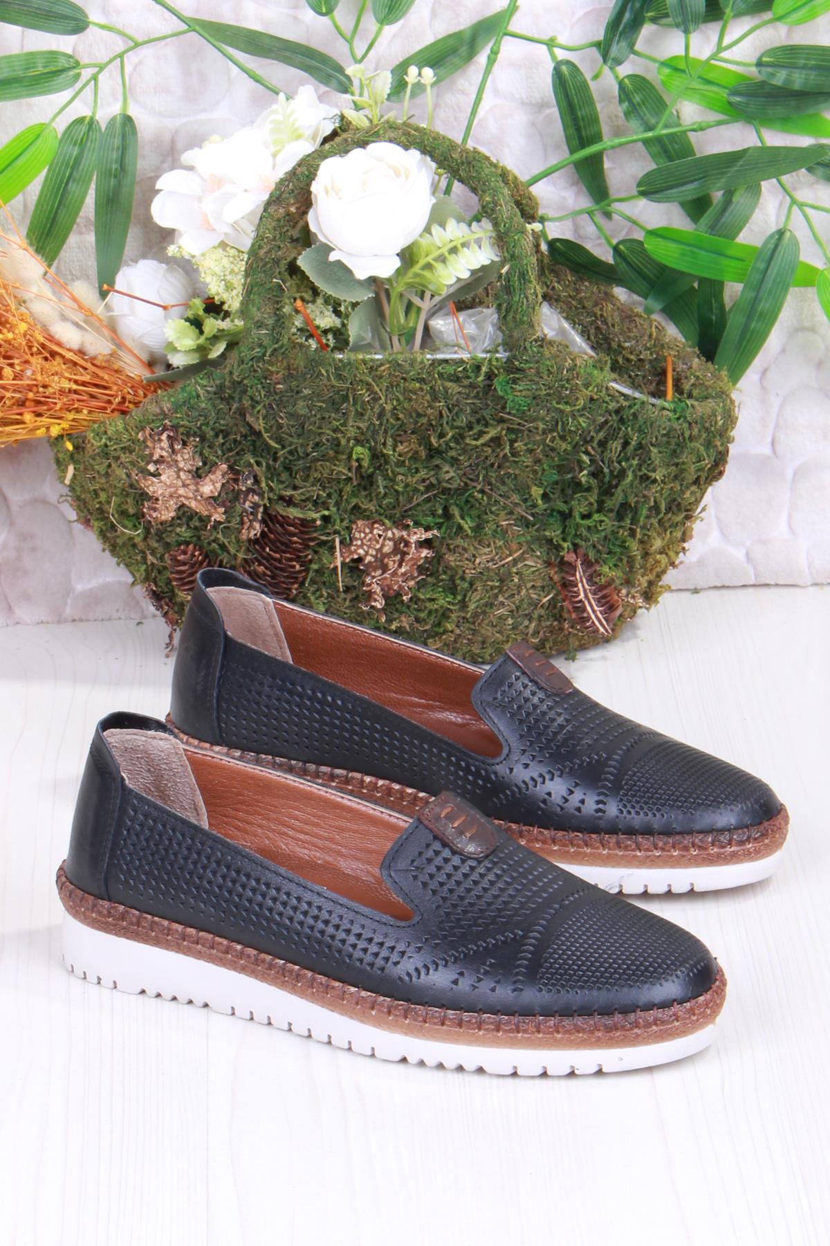 1008 Rahat Lazer Delikli Hakiki Deri Kadın Ayakkabı - Görsel 4