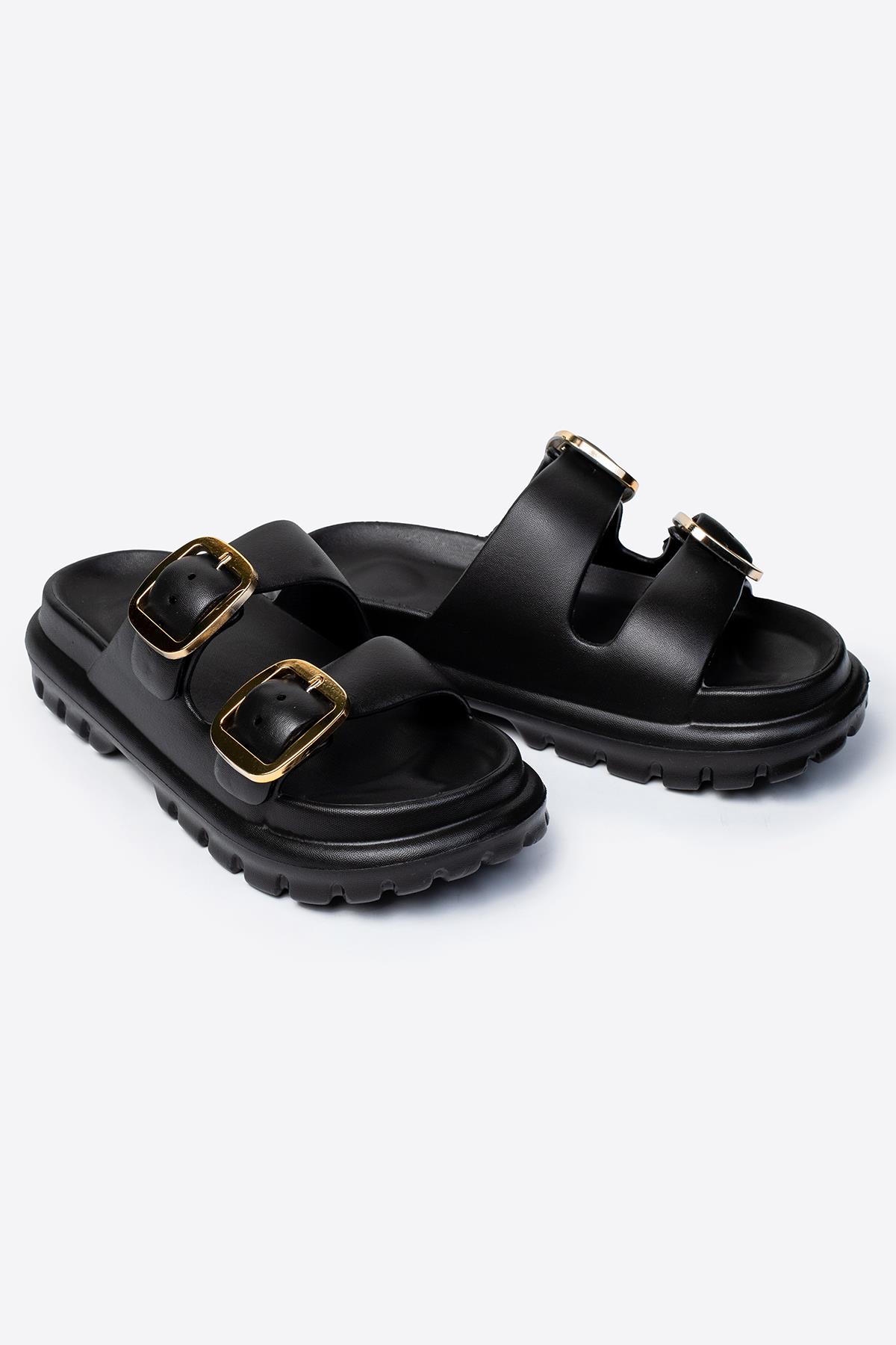 Çift Tokalı Kadın Eva Kalın Taban Terlik - Görsel 3