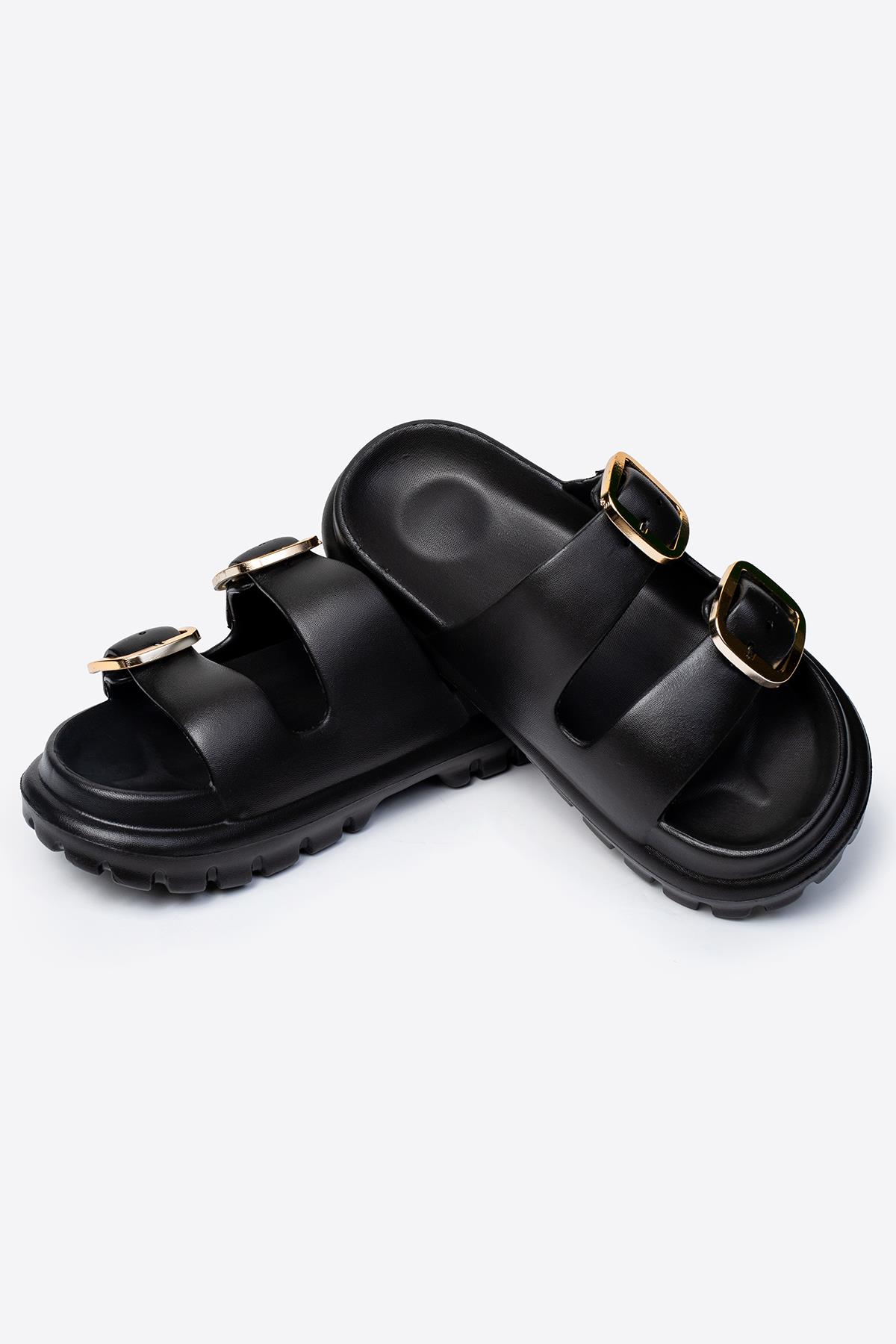 Çift Tokalı Kadın Eva Kalın Taban Terlik - Görsel 5