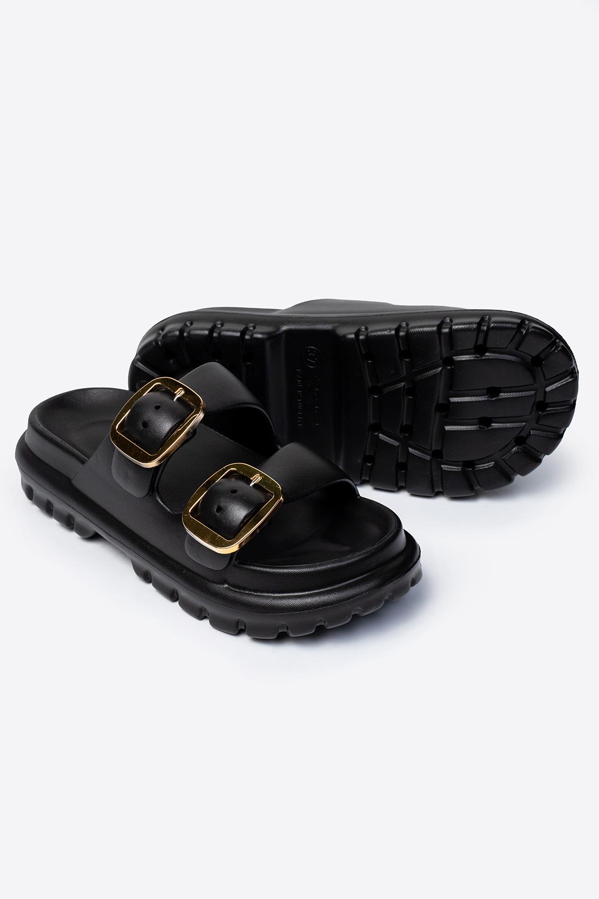 Çift Tokalı Kadın Eva Kalın Taban Terlik - Görsel 6