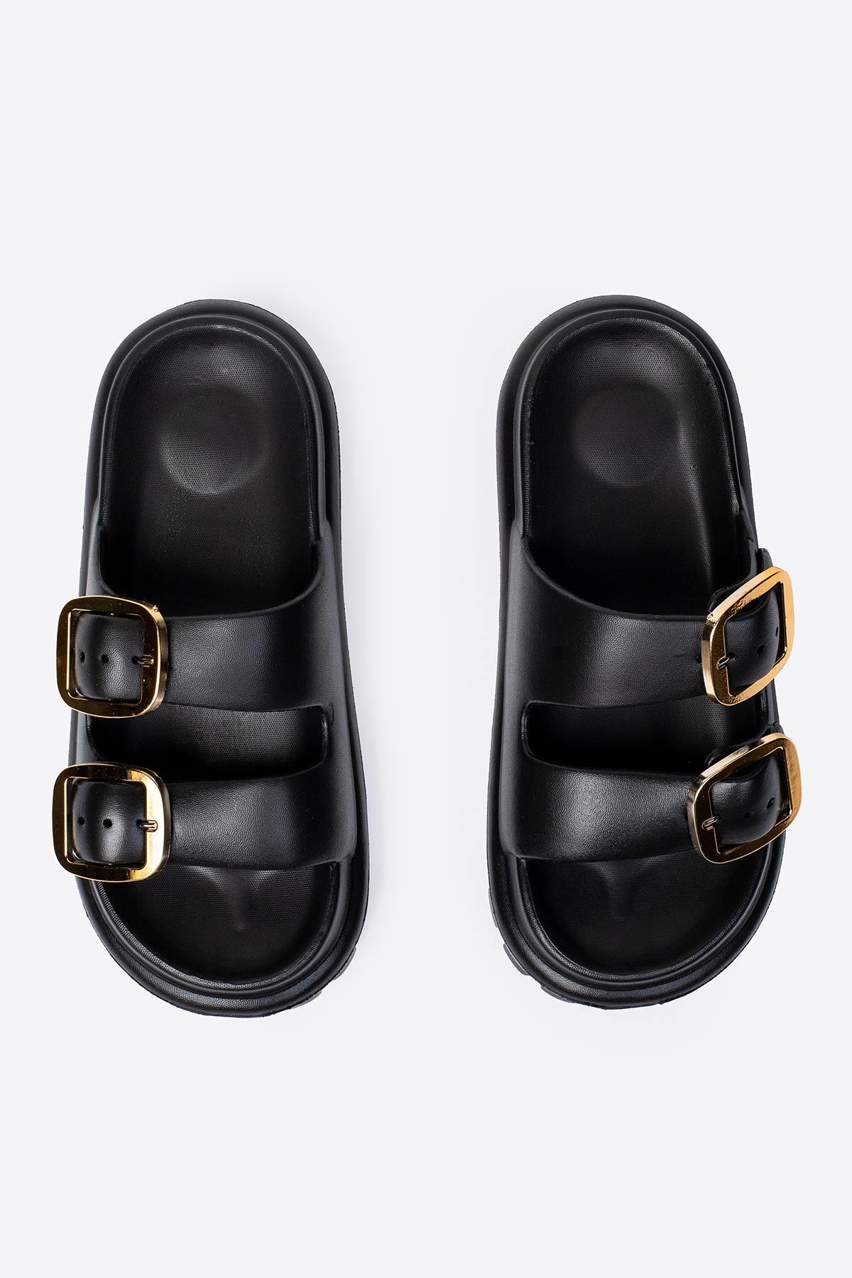 Çift Tokalı Kadın Eva Kalın Taban Terlik - Görsel 7