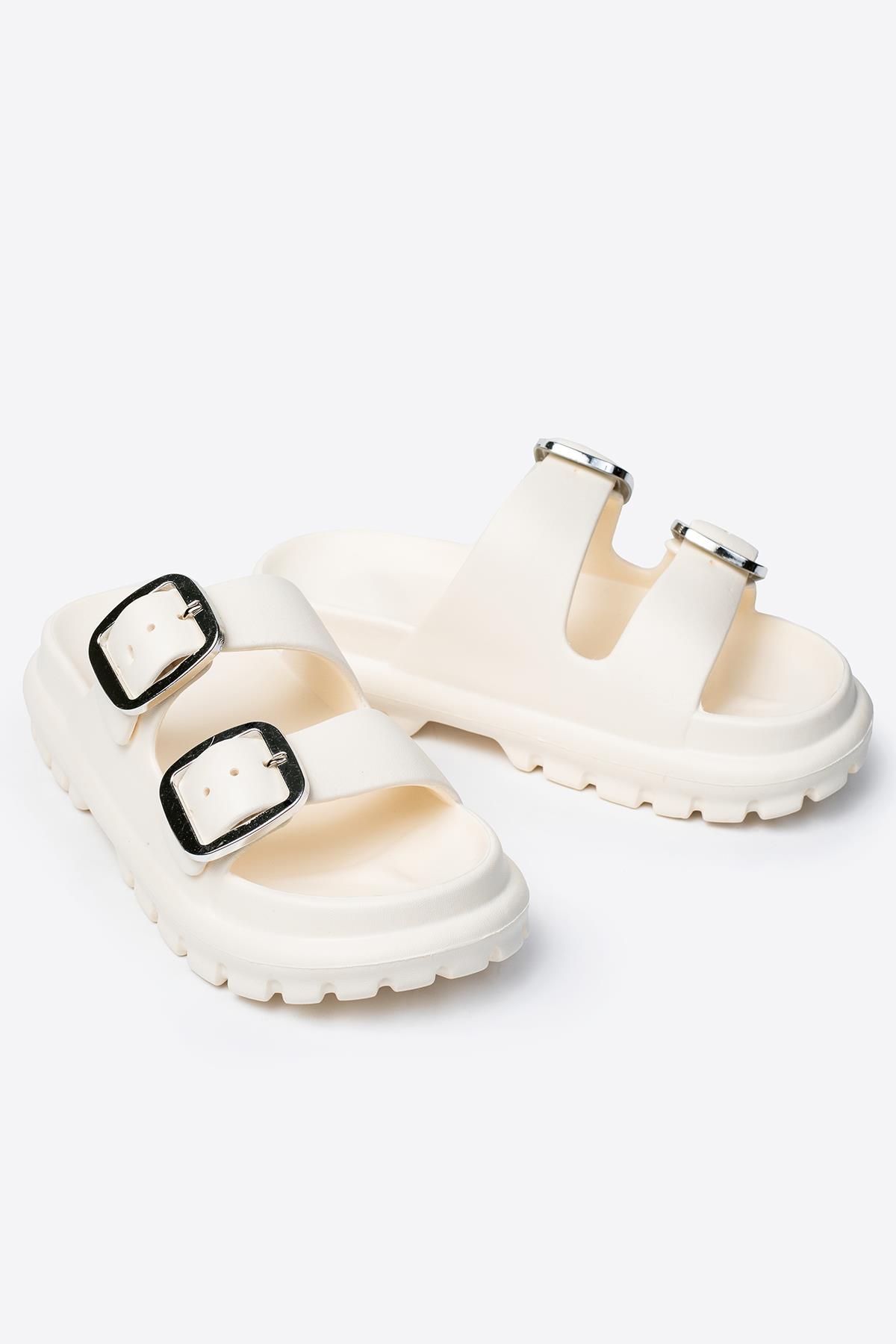 Çift Tokalı Kadın Eva Kalın Taban Terlik - Görsel 2