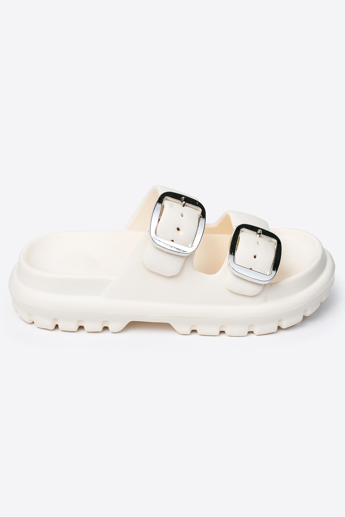 Çift Tokalı Kadın Eva Kalın Taban Terlik - Görsel 3