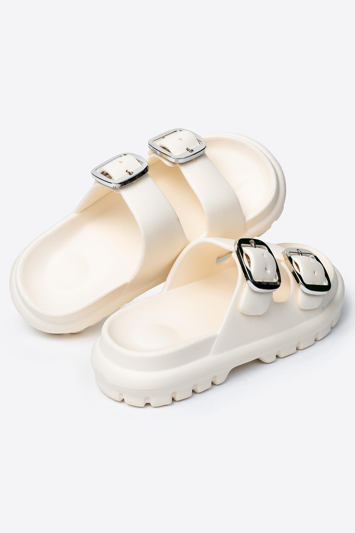 Çift Tokalı Kadın Eva Kalın Taban Terlik - Görsel 4