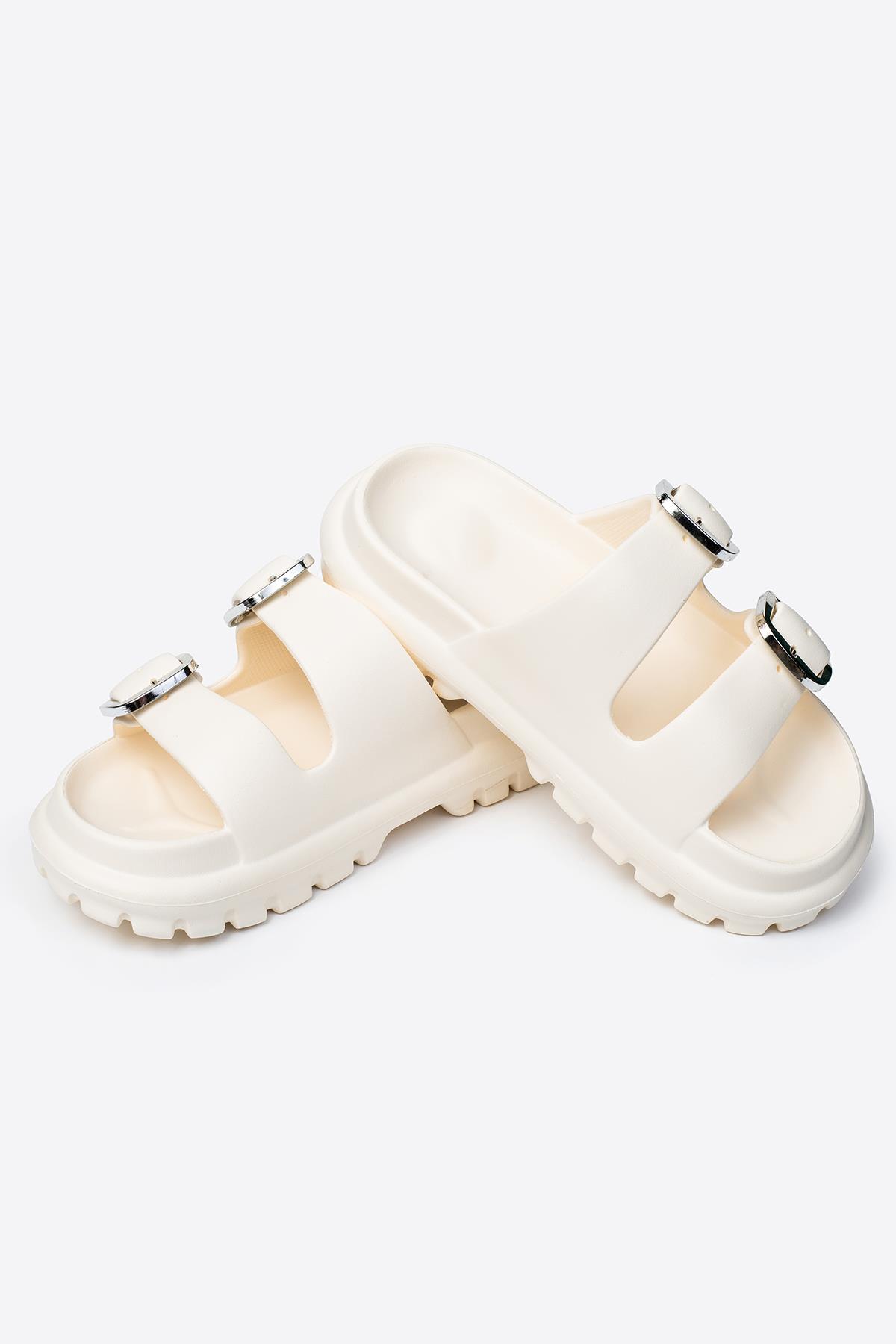 Çift Tokalı Kadın Eva Kalın Taban Terlik - Görsel 5