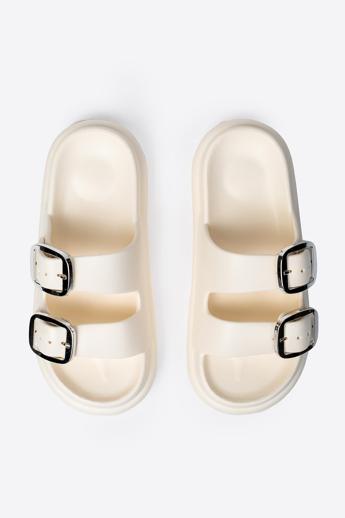 Çift Tokalı Kadın Eva Kalın Taban Terlik - Görsel 7