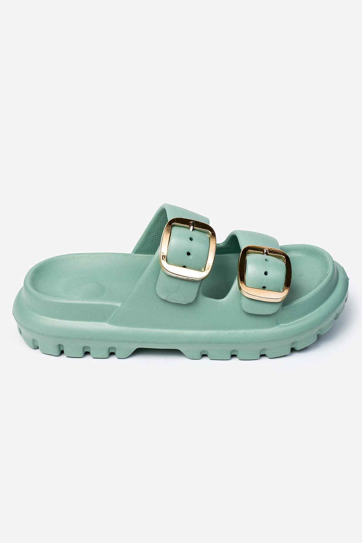 Çift Tokalı Kadın Eva Kalın Taban Terlik - Görsel 3