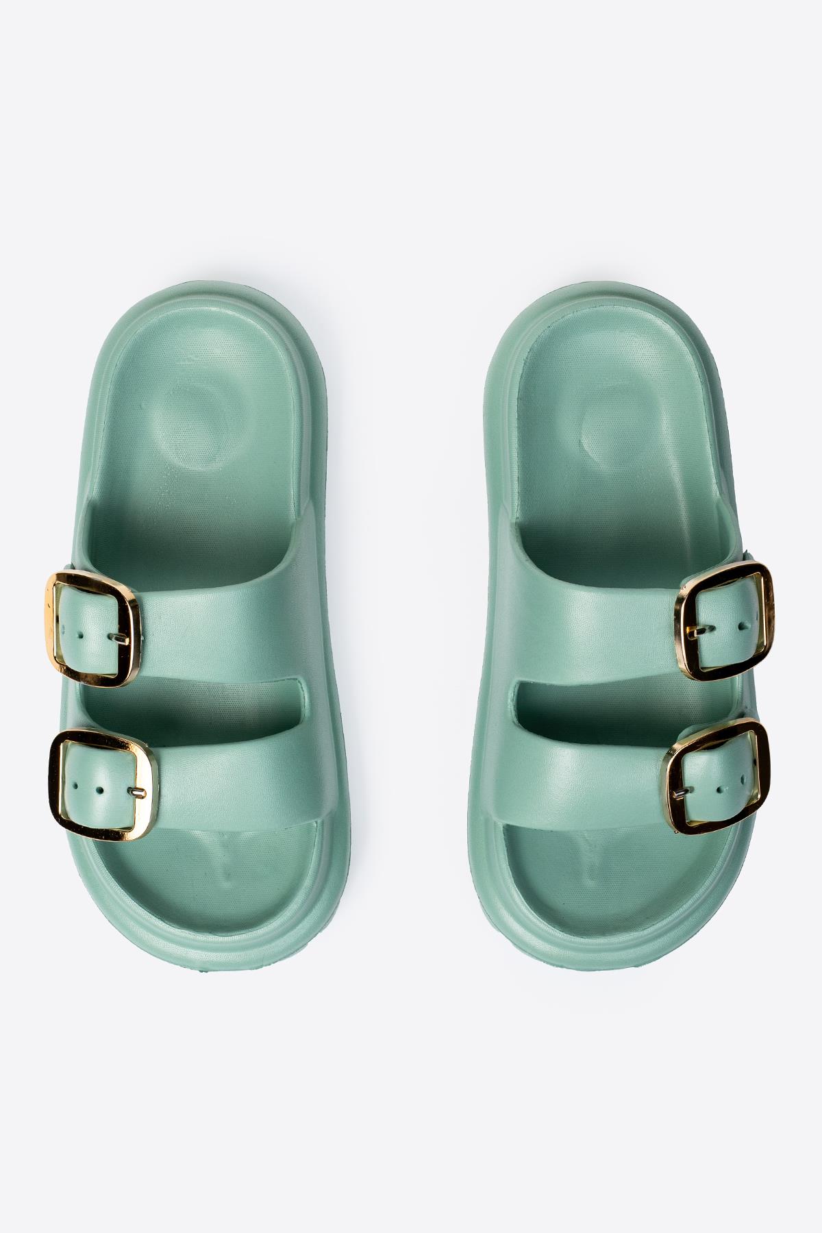 Çift Tokalı Kadın Eva Kalın Taban Terlik - Görsel 7