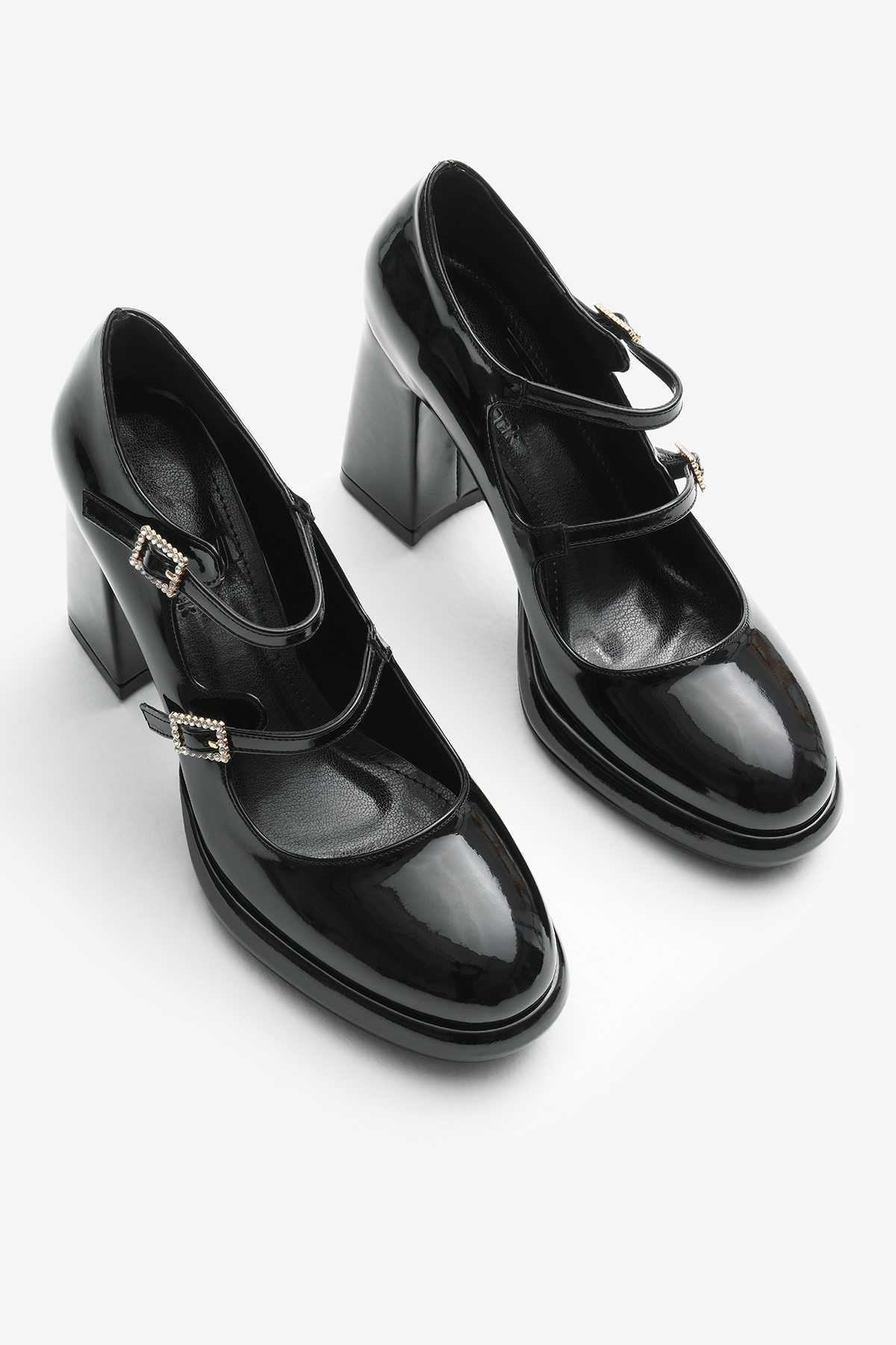 Kadın Siyah Neolit Taban Çift Bantlı Kalın Topuklu Ayakkabı - Görsel 4