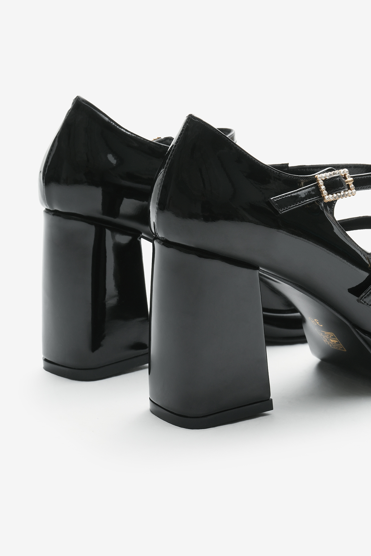 Kadın Siyah Neolit Taban Çift Bantlı Kalın Topuklu Ayakkabı - Görsel 6