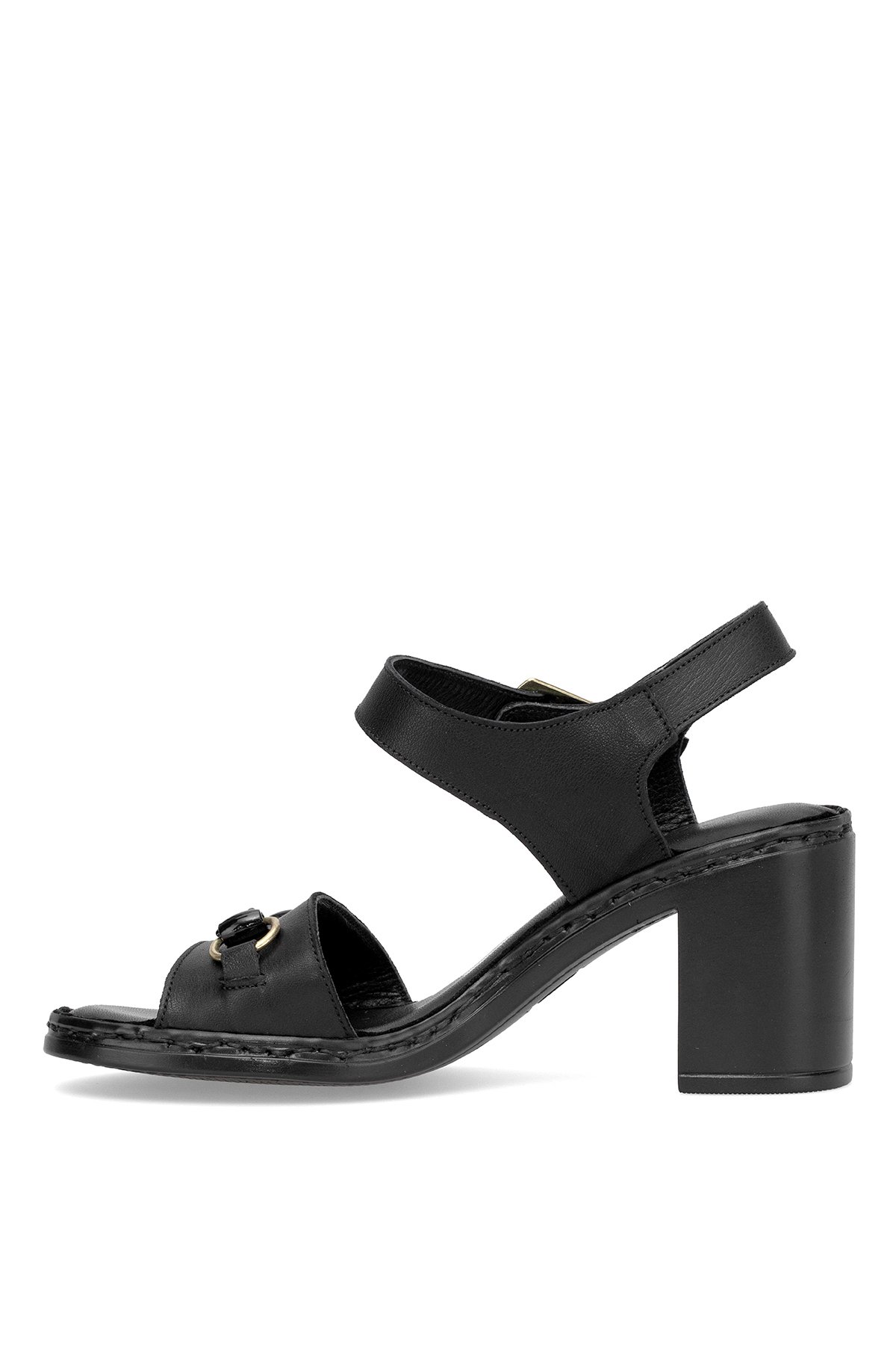 D25YS-2420 Kadın Hakiki Deri Topuklu Sandalet Siyah - Görsel 4