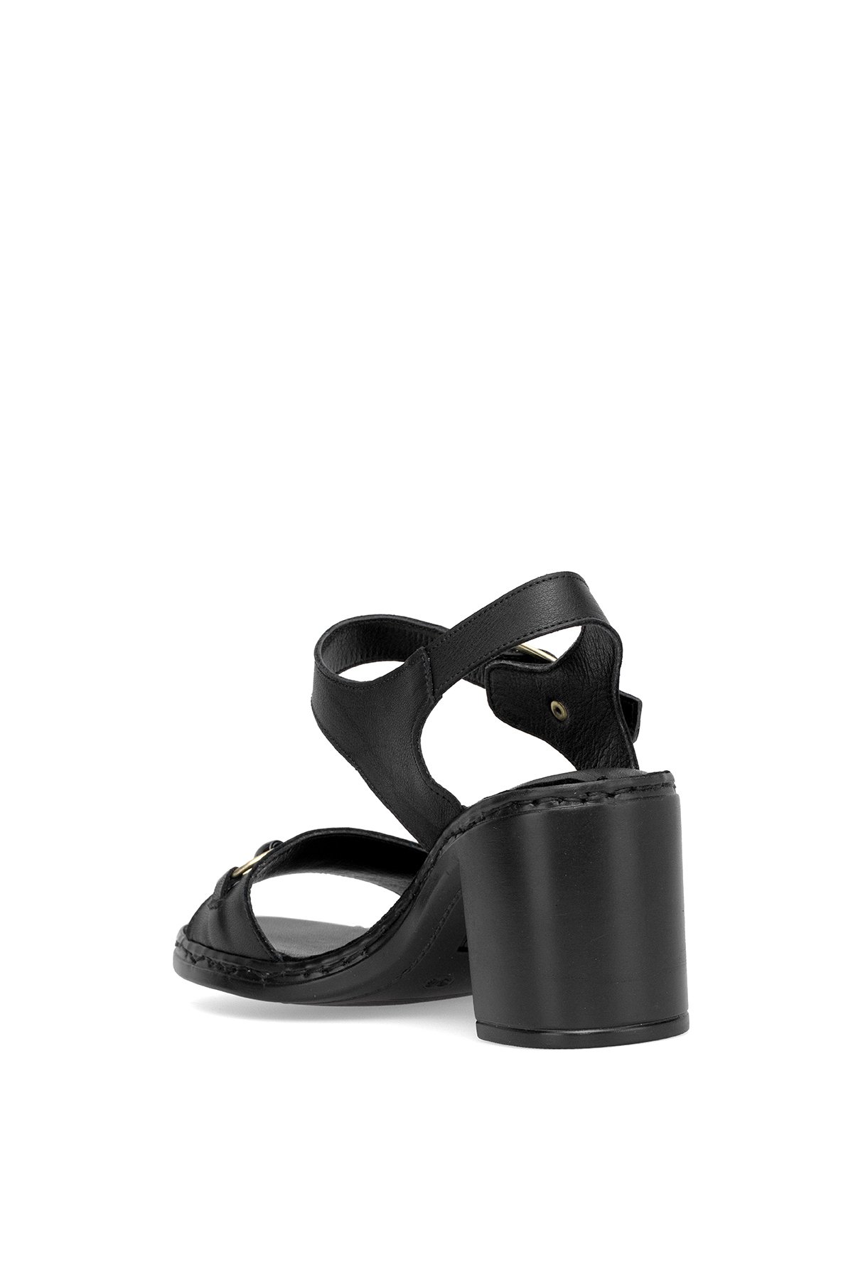 D25YS-2420 Kadın Hakiki Deri Topuklu Sandalet Siyah - Görsel 5