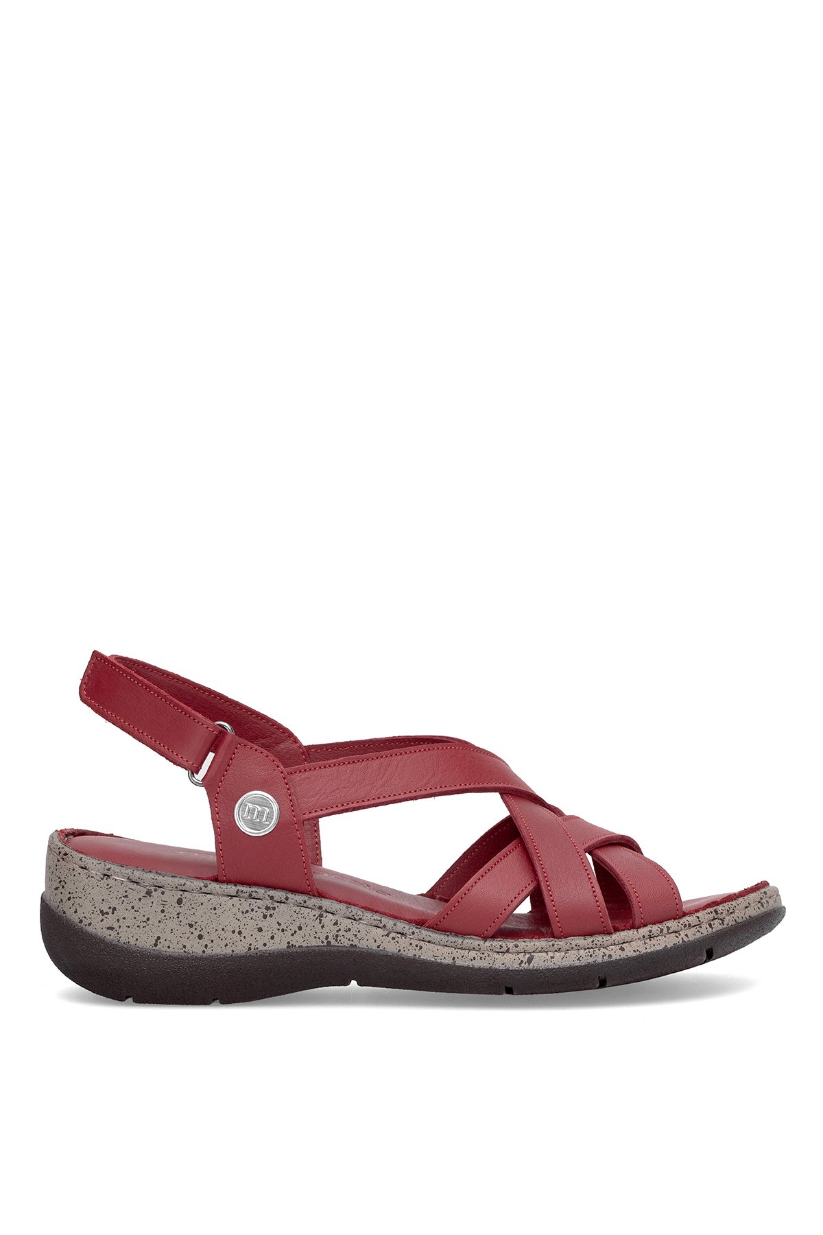 D25YS-2865 Kadın Hakiki Deri Düz Sandalet Kırmızı - Görsel 2