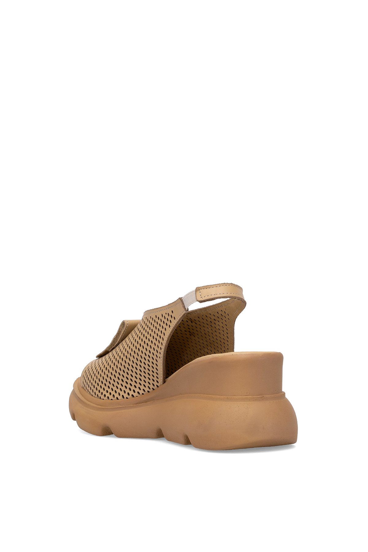 Elit Zeyn 8067 Kadın Hakiki Deri Dolgu Topuk Sandalet Camel - Görsel 5