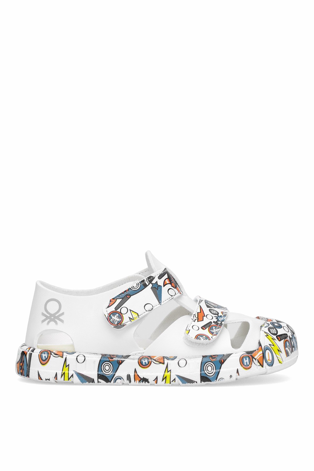 BN-1410 Patik Erkek Çocuk Düz Sandalet Beyaz - Mavi - Görsel 2