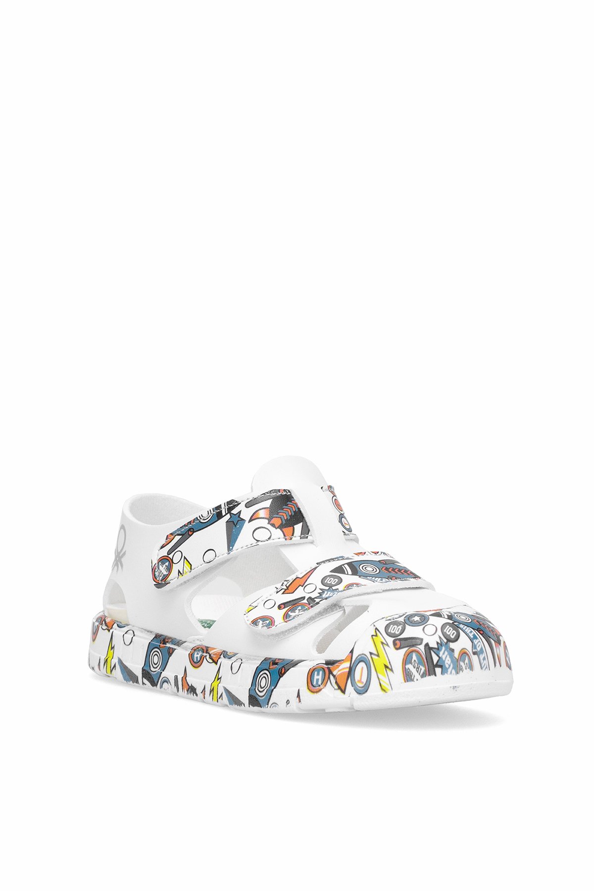 BN-1410 Patik Erkek Çocuk Düz Sandalet Beyaz - Mavi - Görsel 3