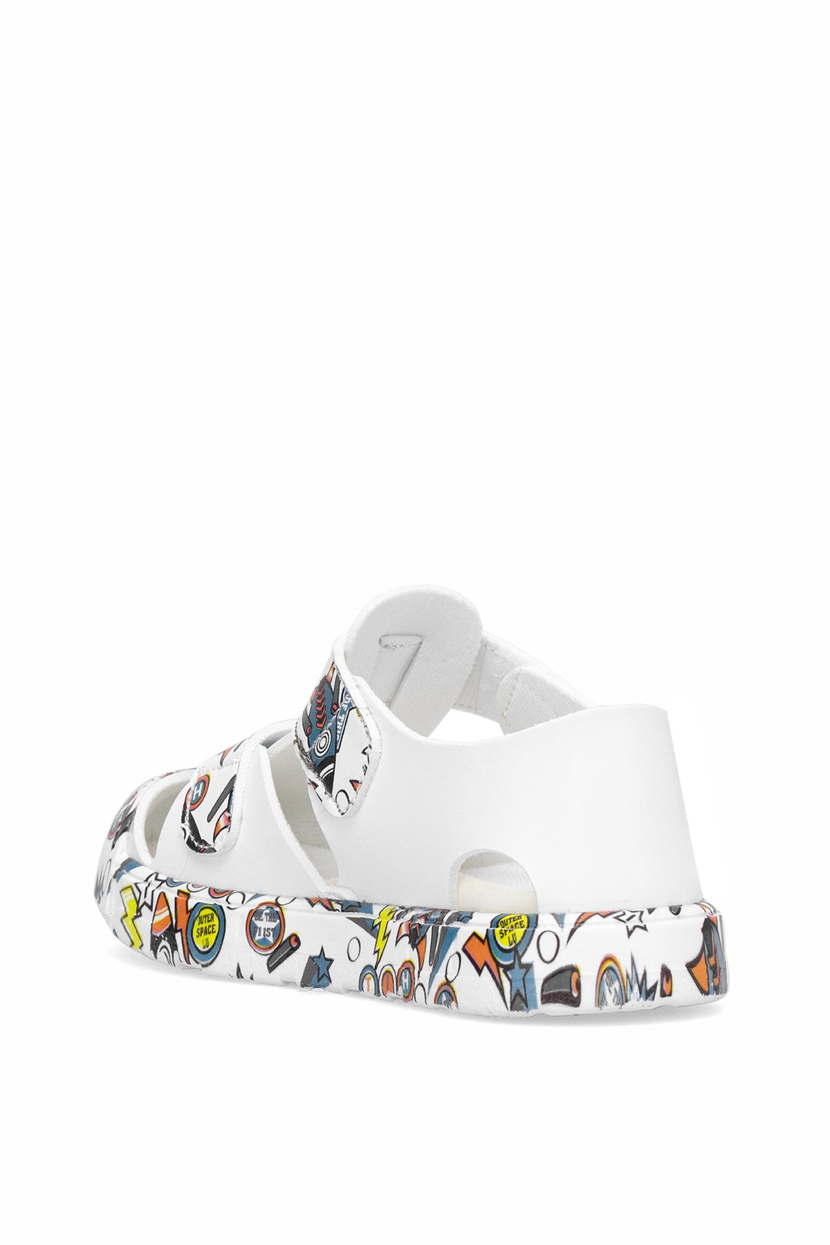 BN-1410 Patik Erkek Çocuk Düz Sandalet Beyaz - Mavi - Görsel 5