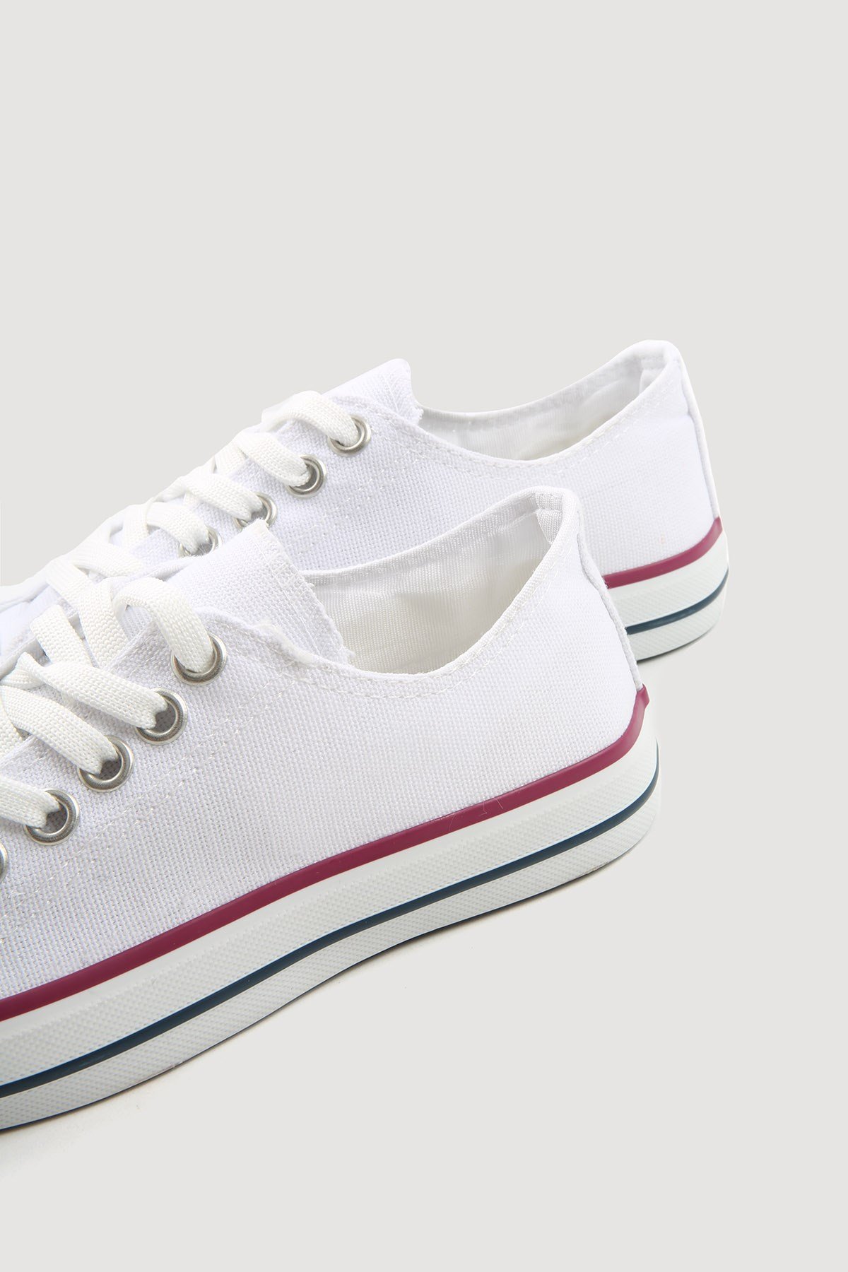 Kadın Keten Spor Ayakkabı BEYAZ - Görsel 4