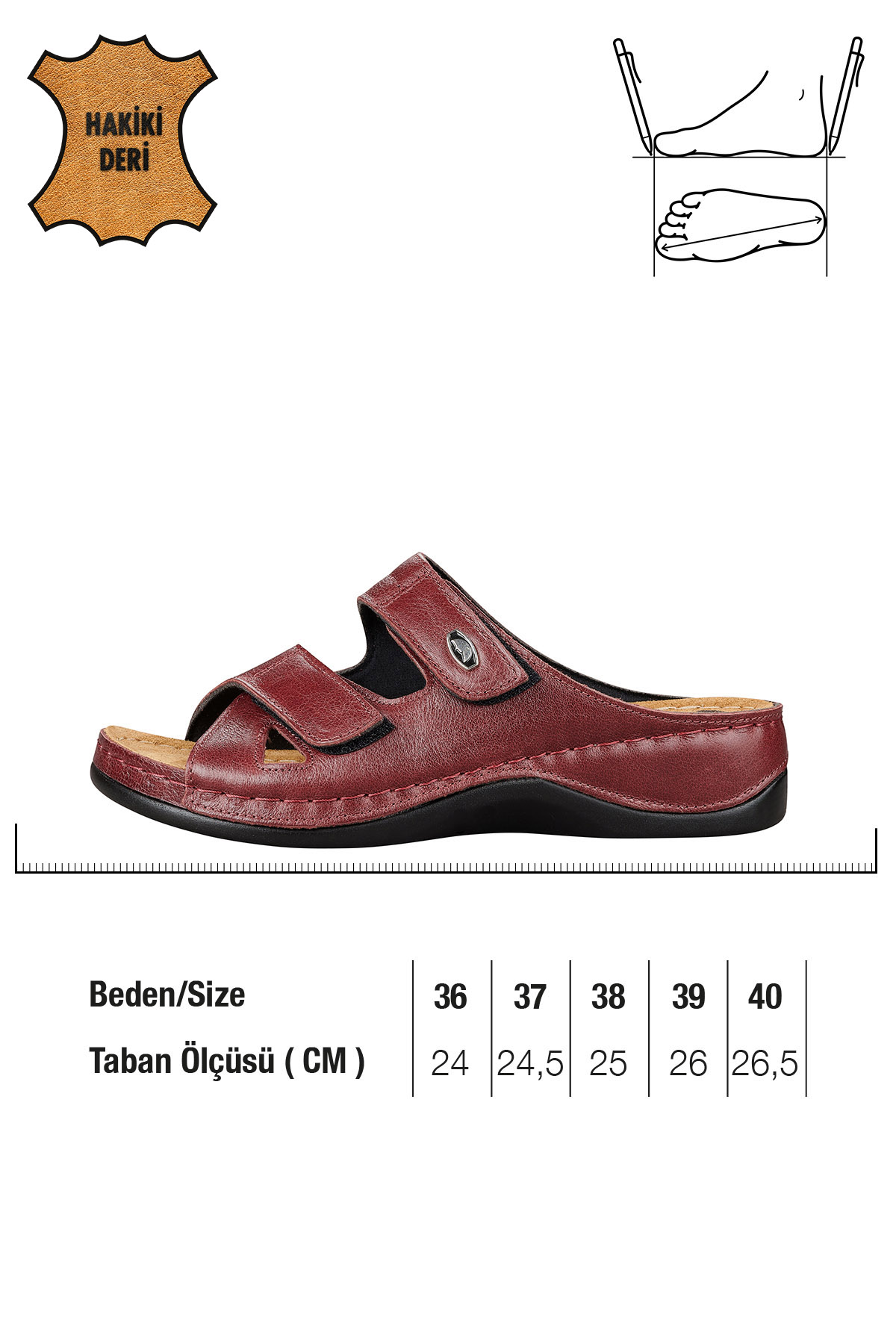 Gezer Kadın Ayarlanabilir Hakiki Deri Terlik - Görsel 3