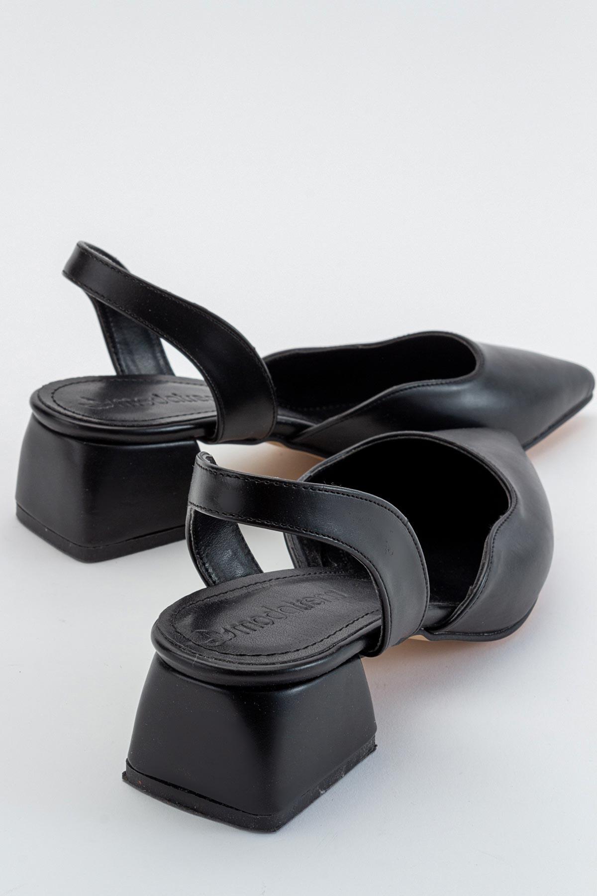 Kadın Topuklu Sandalet SİYAH CİLT - Görsel 5