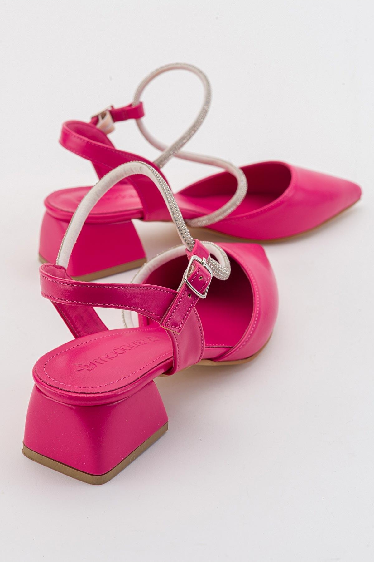 Taşlı Kadın Topuklu Sandalet FUJE CİLT - Görsel 5