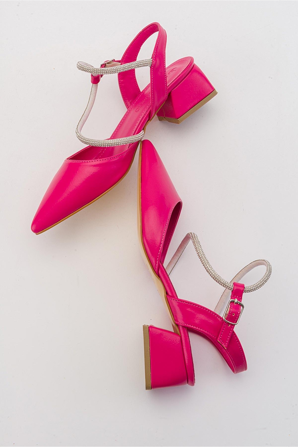 Taşlı Kadın Topuklu Sandalet FUJE CİLT - Görsel 6