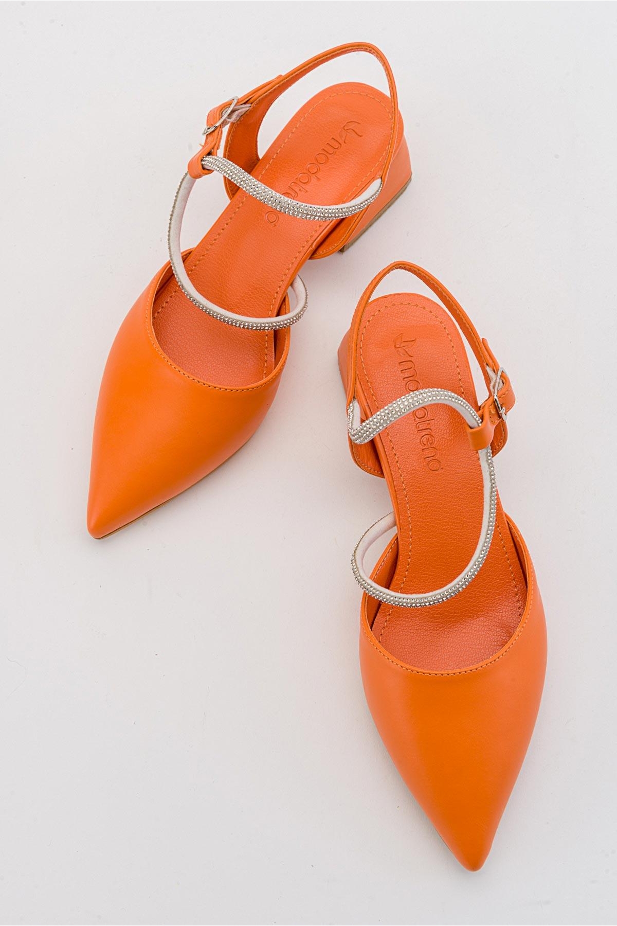 Taşlı Kadın Topuklu Sandalet ORANJ CİLT - Görsel 6