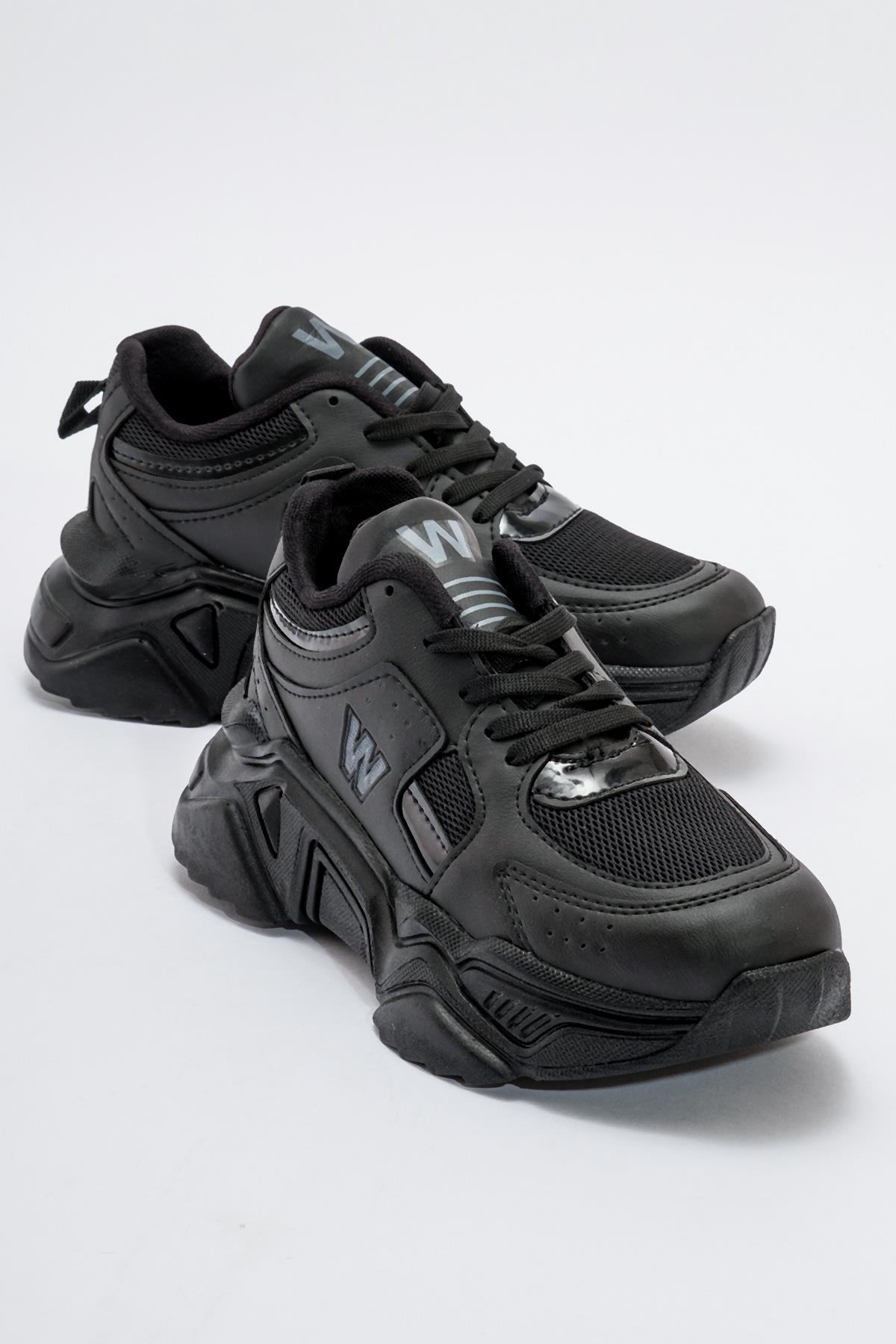 Kadın Bağcıklı Spor Ayakkabı SİYAH SİYAH - Görsel 2