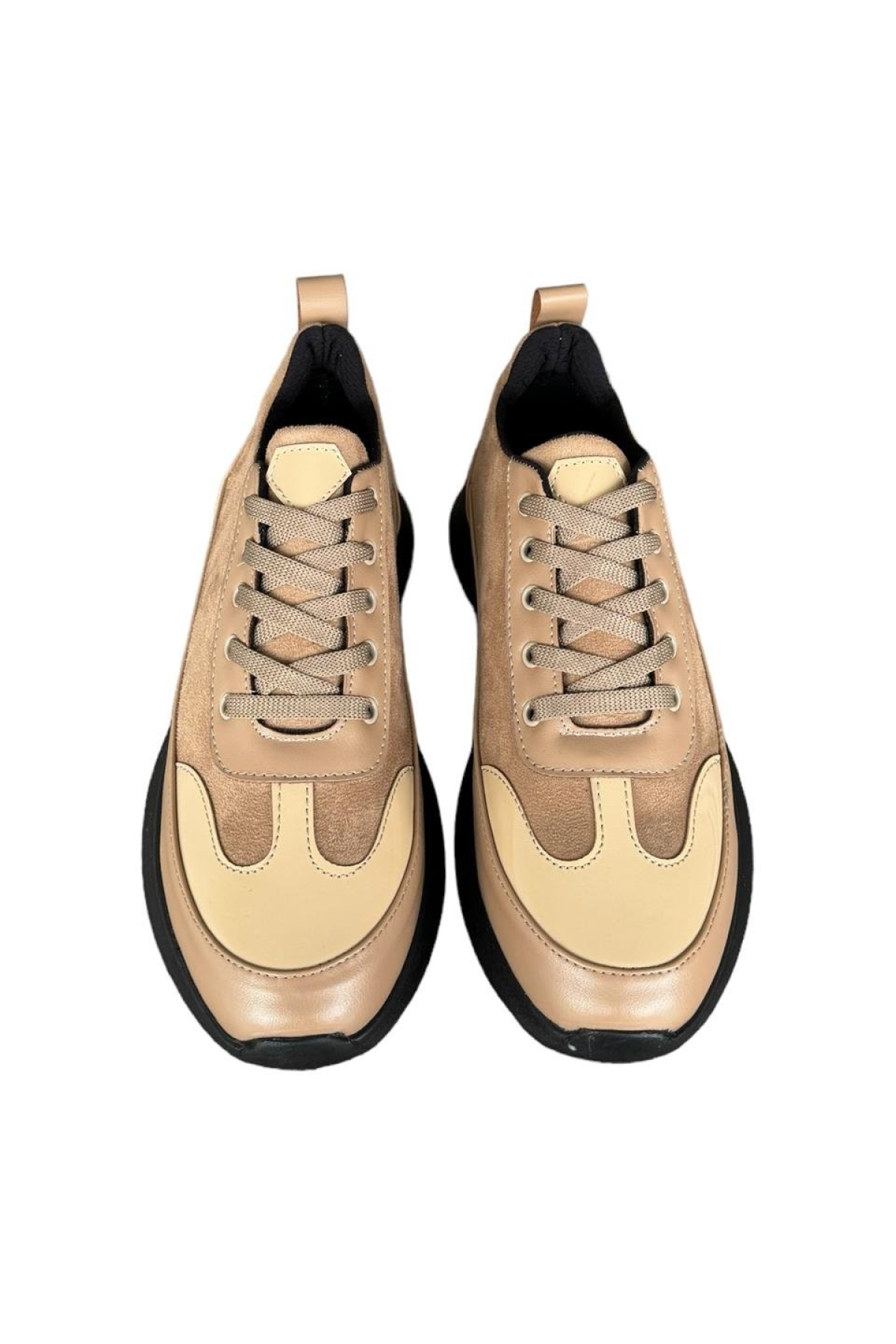 Bağcıklı Kadın Spor Sneaker Ayakkabı BEJ - Görsel 5