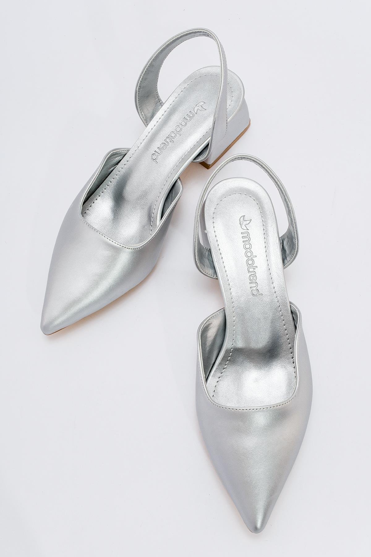 Kadın Topuklu Sandalet GÜMÜŞ CİLT - Görsel 6
