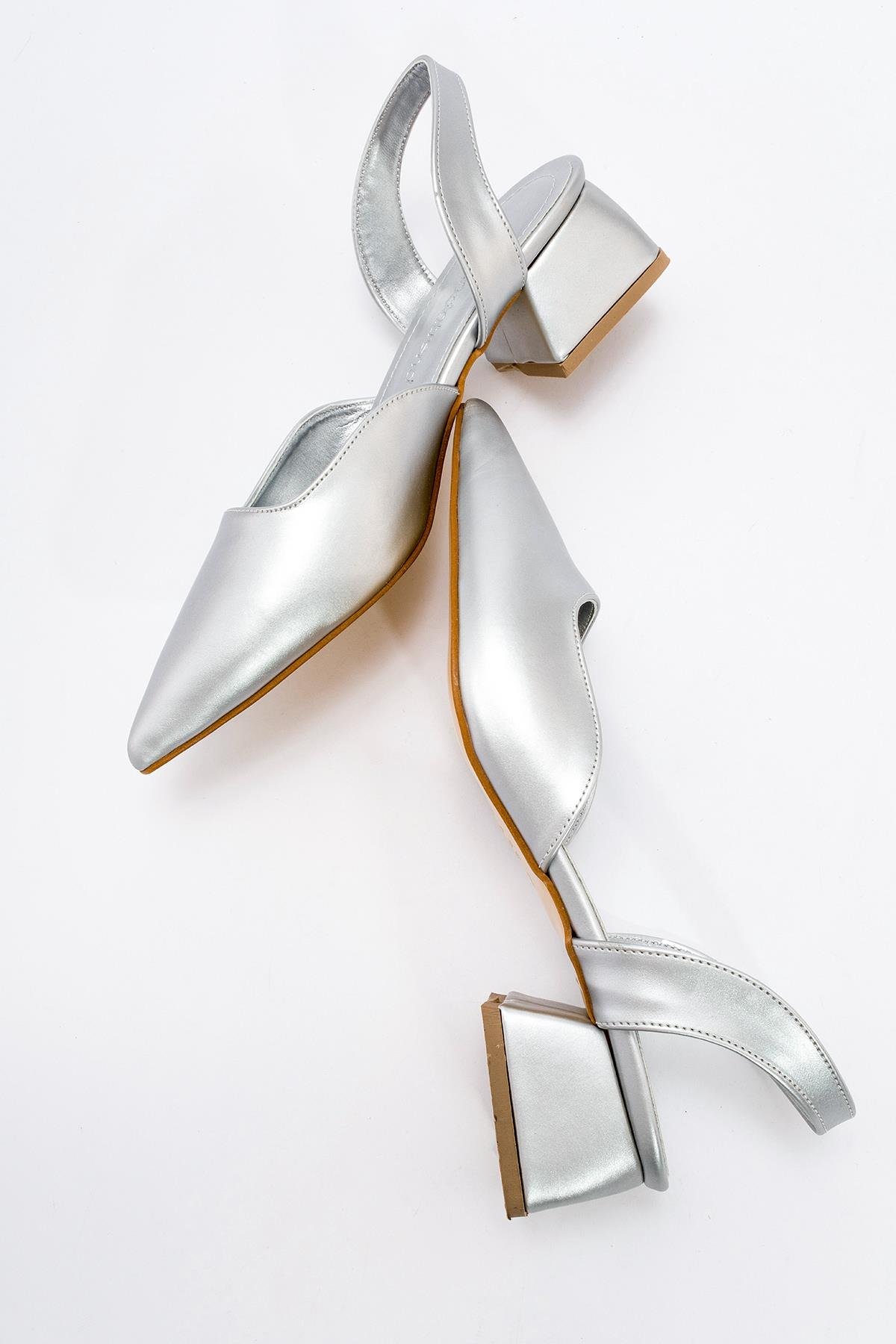 Kadın Topuklu Sandalet GÜMÜŞ CİLT - Görsel 7