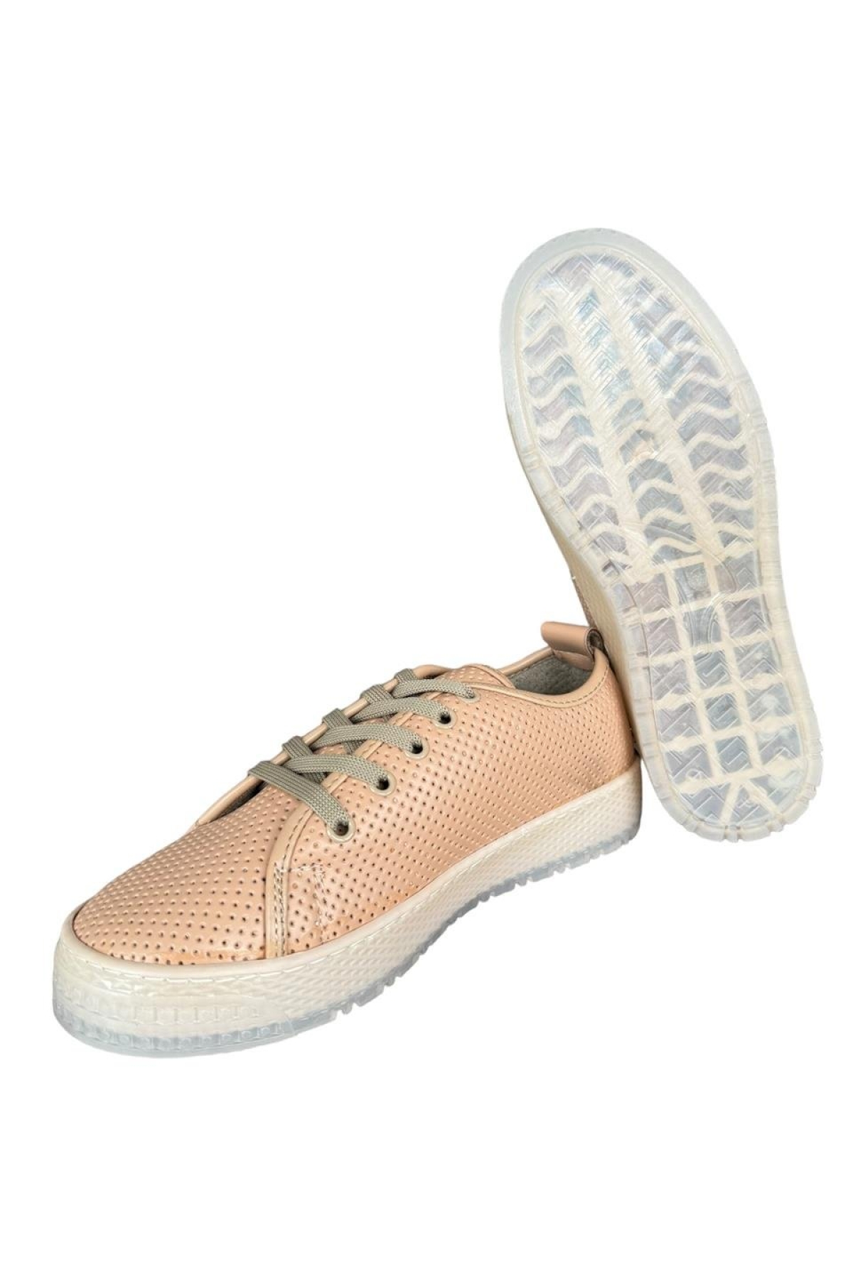 Bağcıklı Kadın Spor Ayakkabı BEJ - Görsel 6
